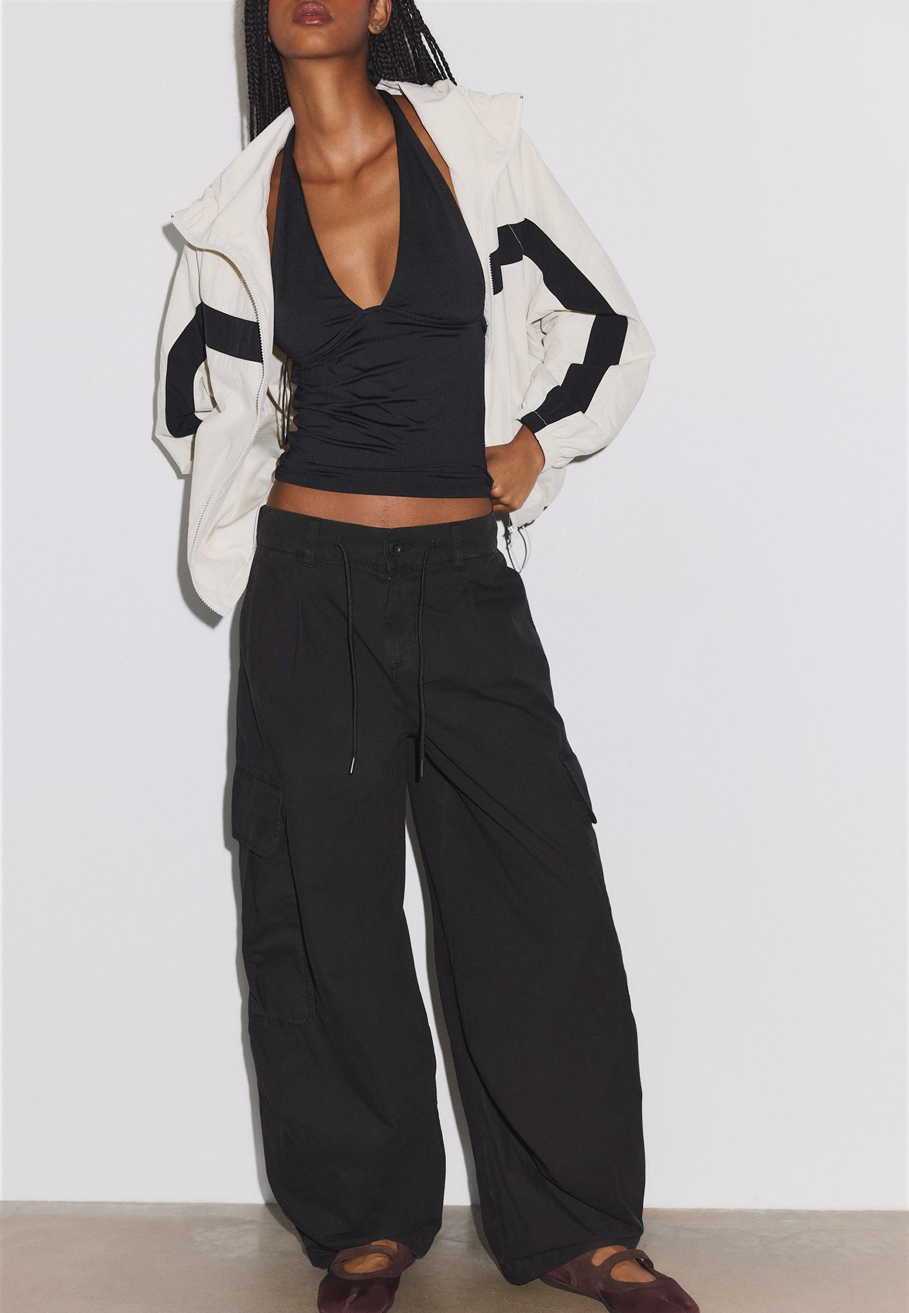 Poplin cargo trousers — Black