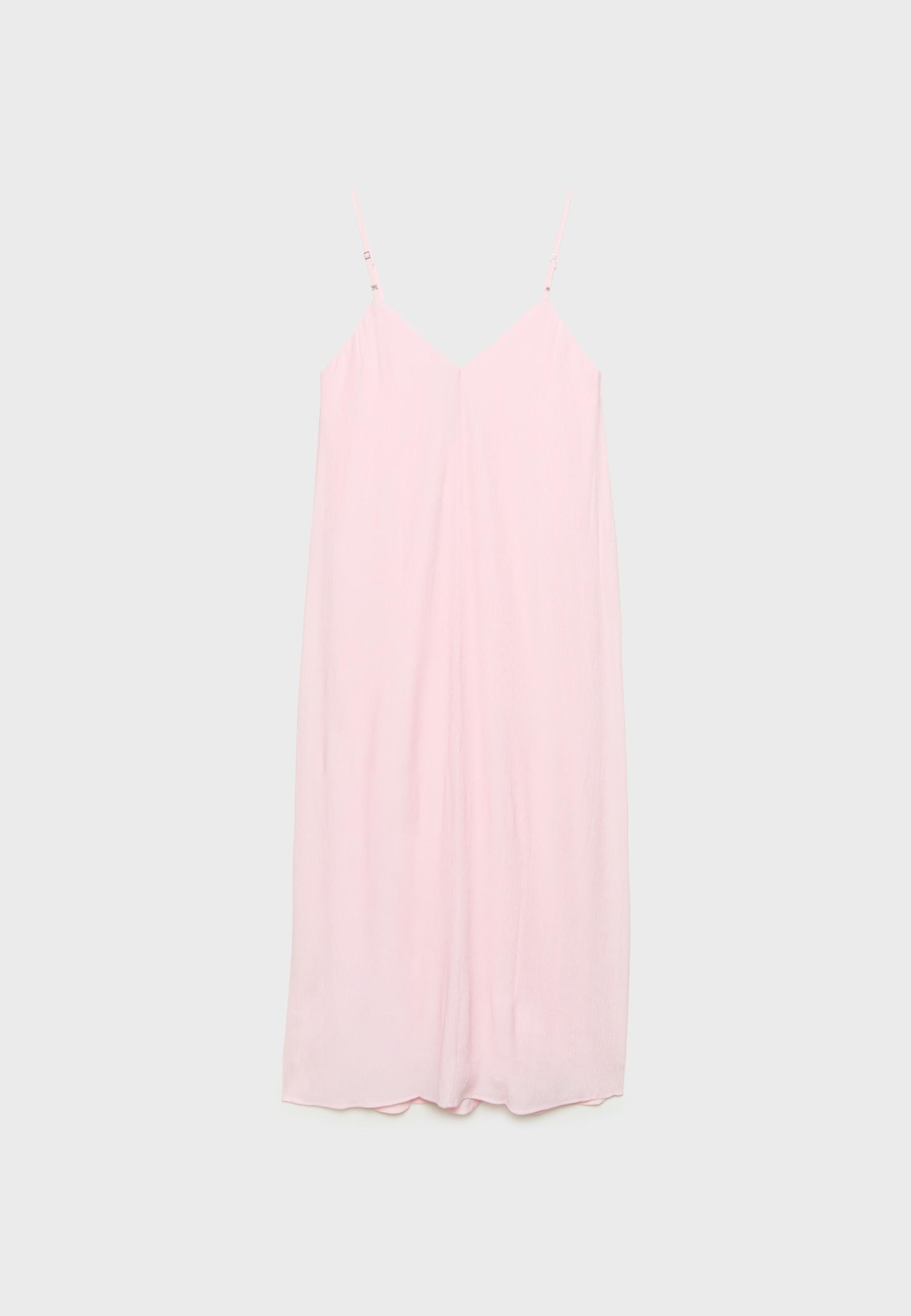 Textured strappy midi dress — Dusty rose