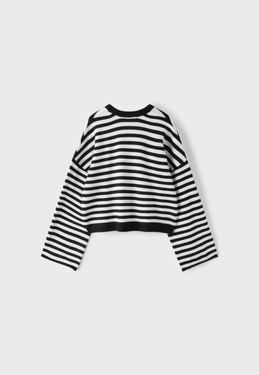 Cropped wide sleeve knit jumper — Black 7