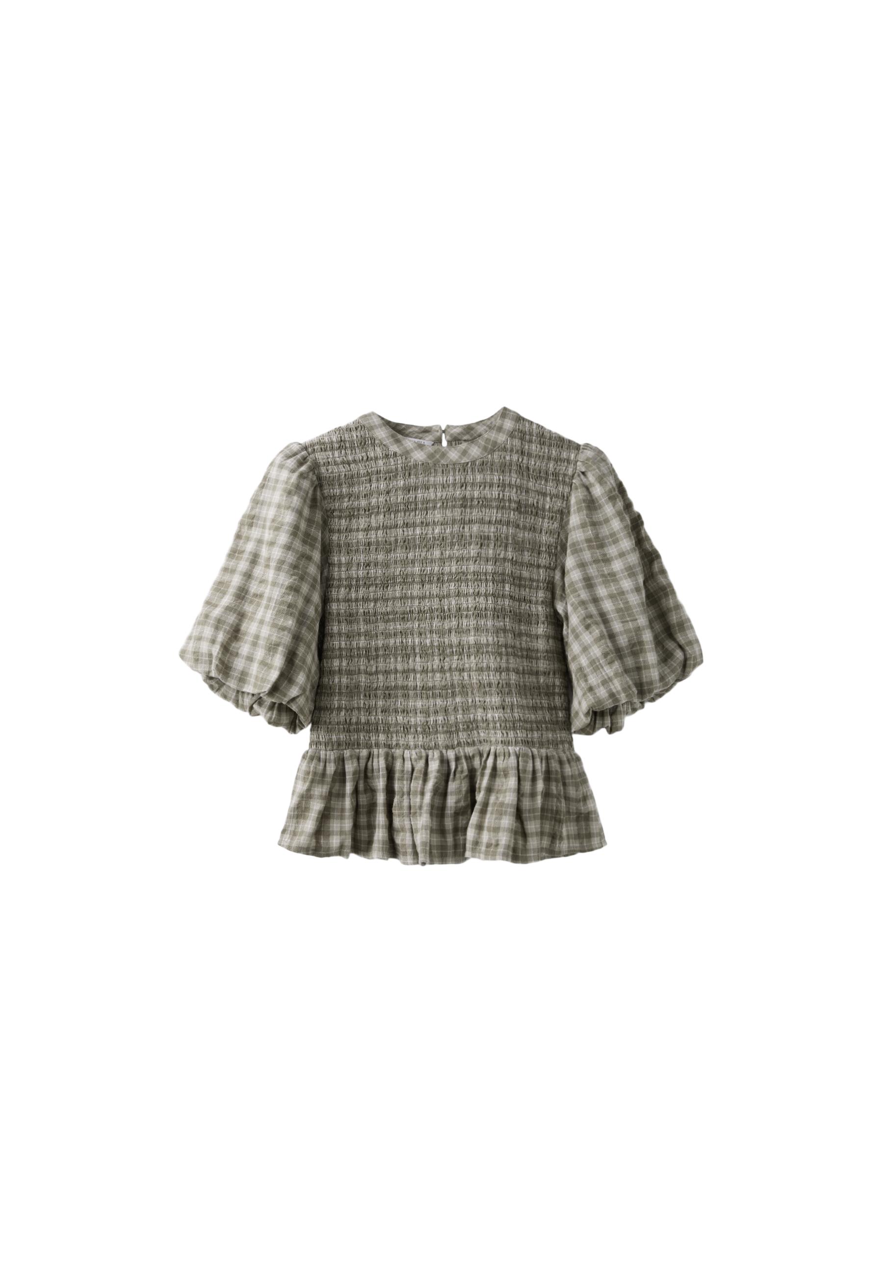 Short sleeve peplum blouse — Khaki