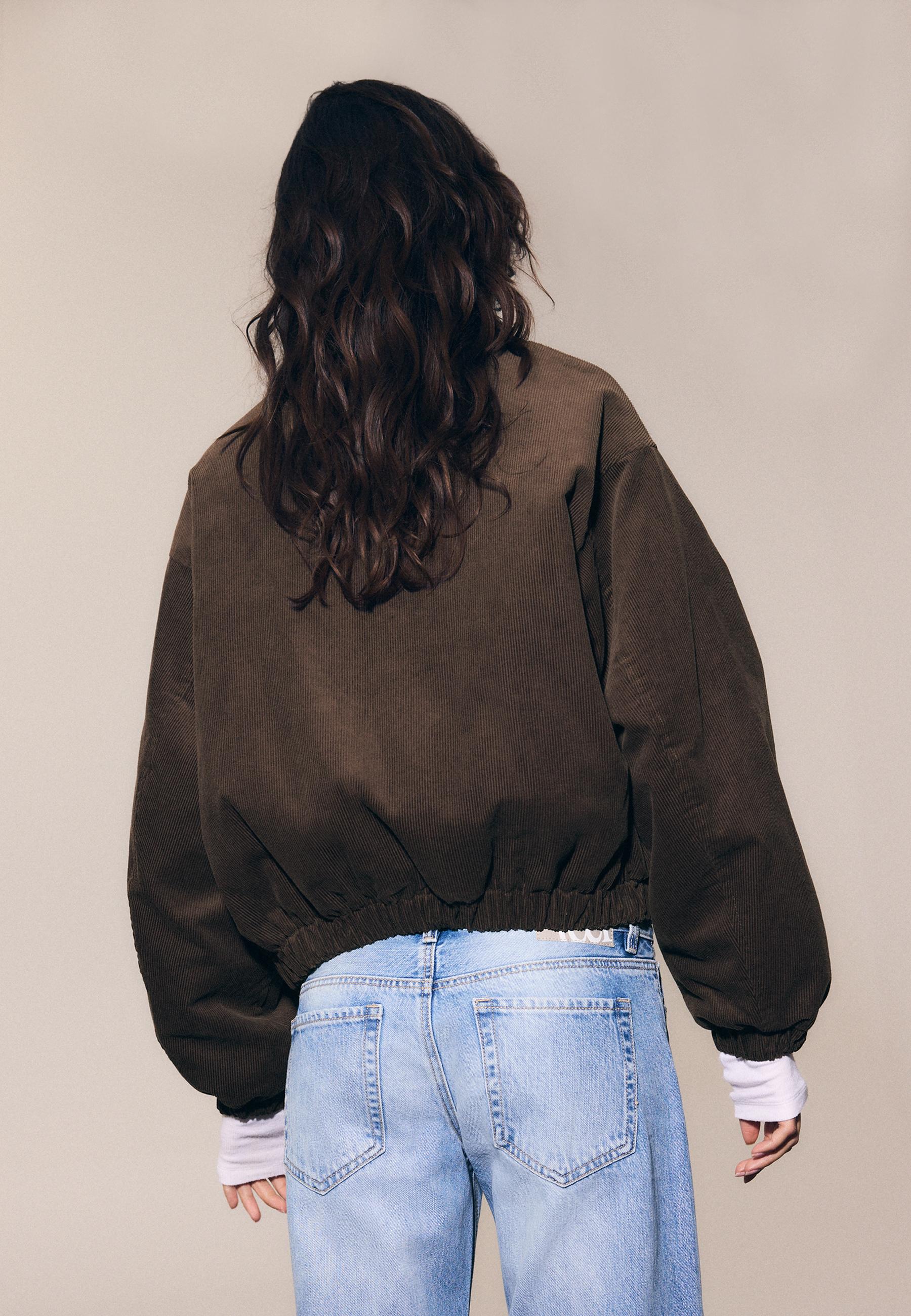 Corduroy Padded Jacket — Brown