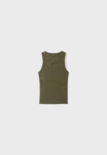 Jewelled racerback top — Khaki 8