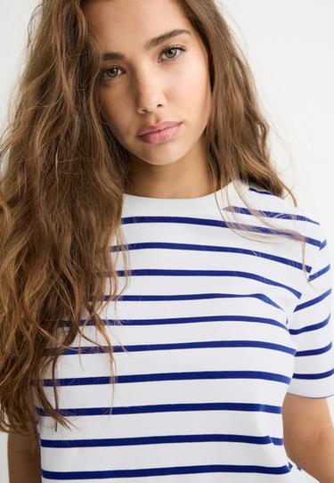 Çizgili, heavy weight, regular fit basic tişört - Görsel 11