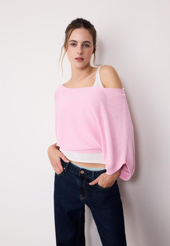 maglia a barchetta con sovrapposizione