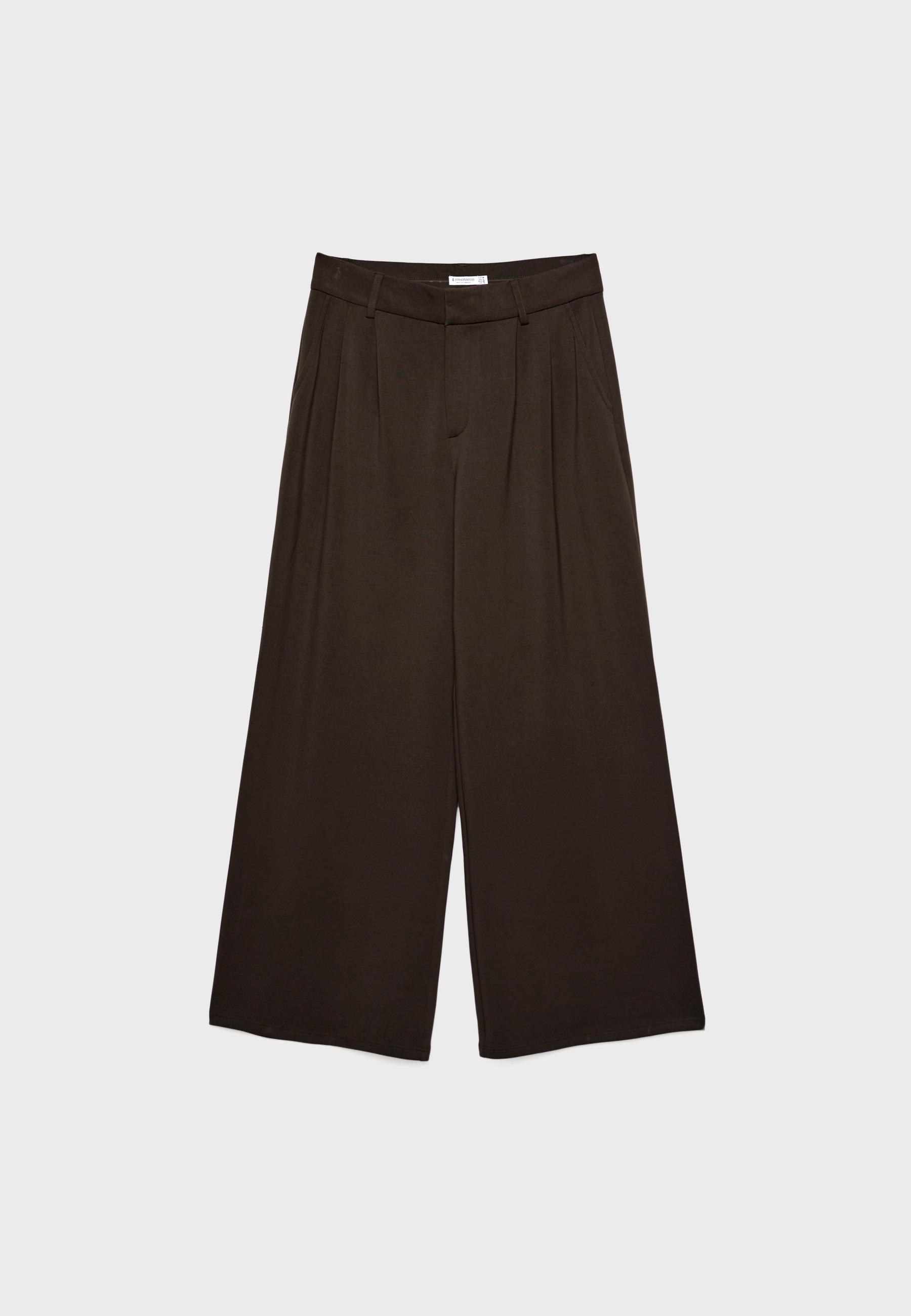 Soft-touch smart trousers — Brown
