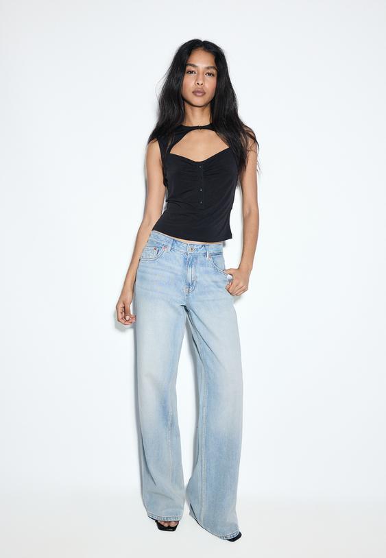 d91 jeans wide leg a vita bassa