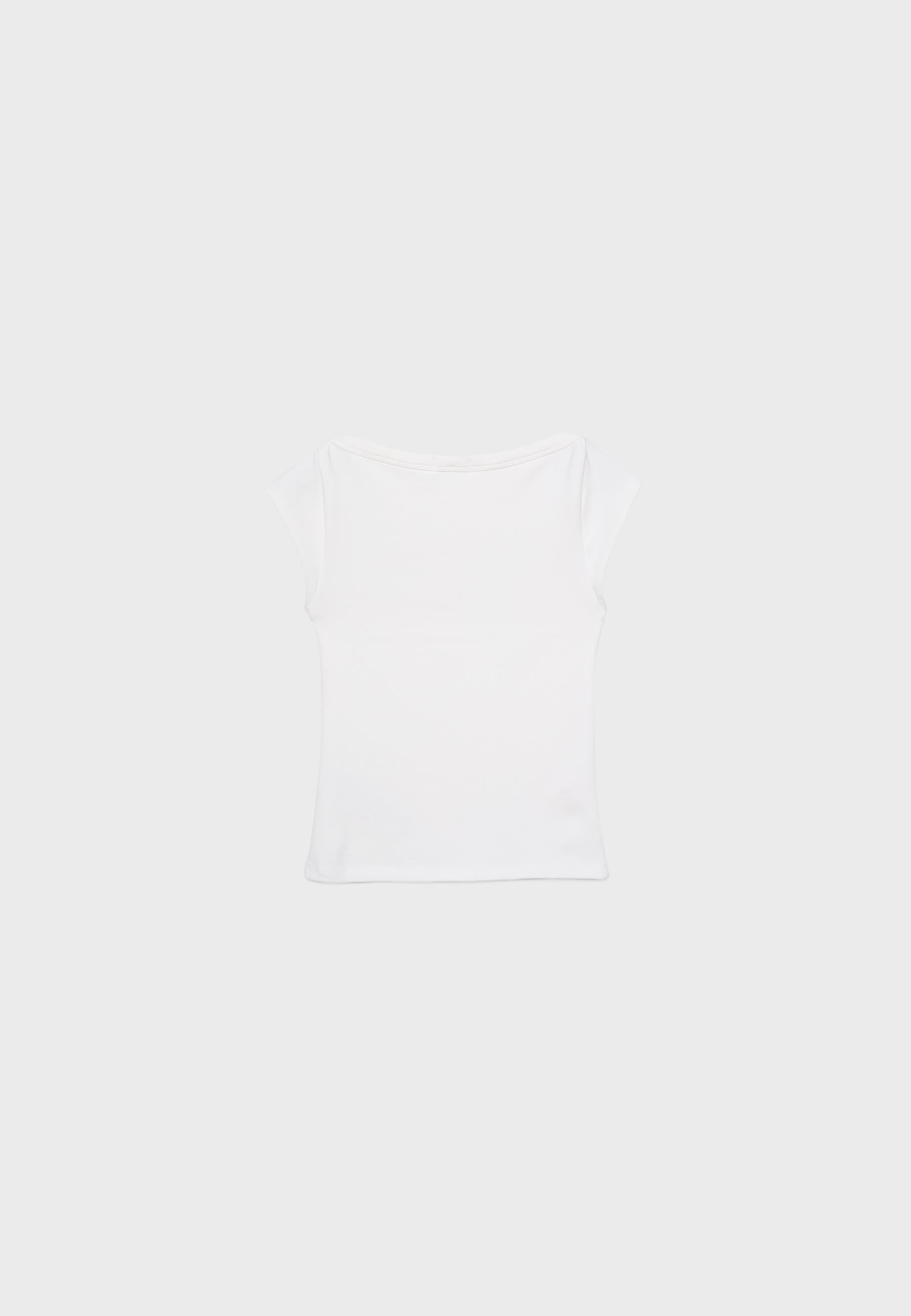 Basic geniş yaka tişört - Görsel 8