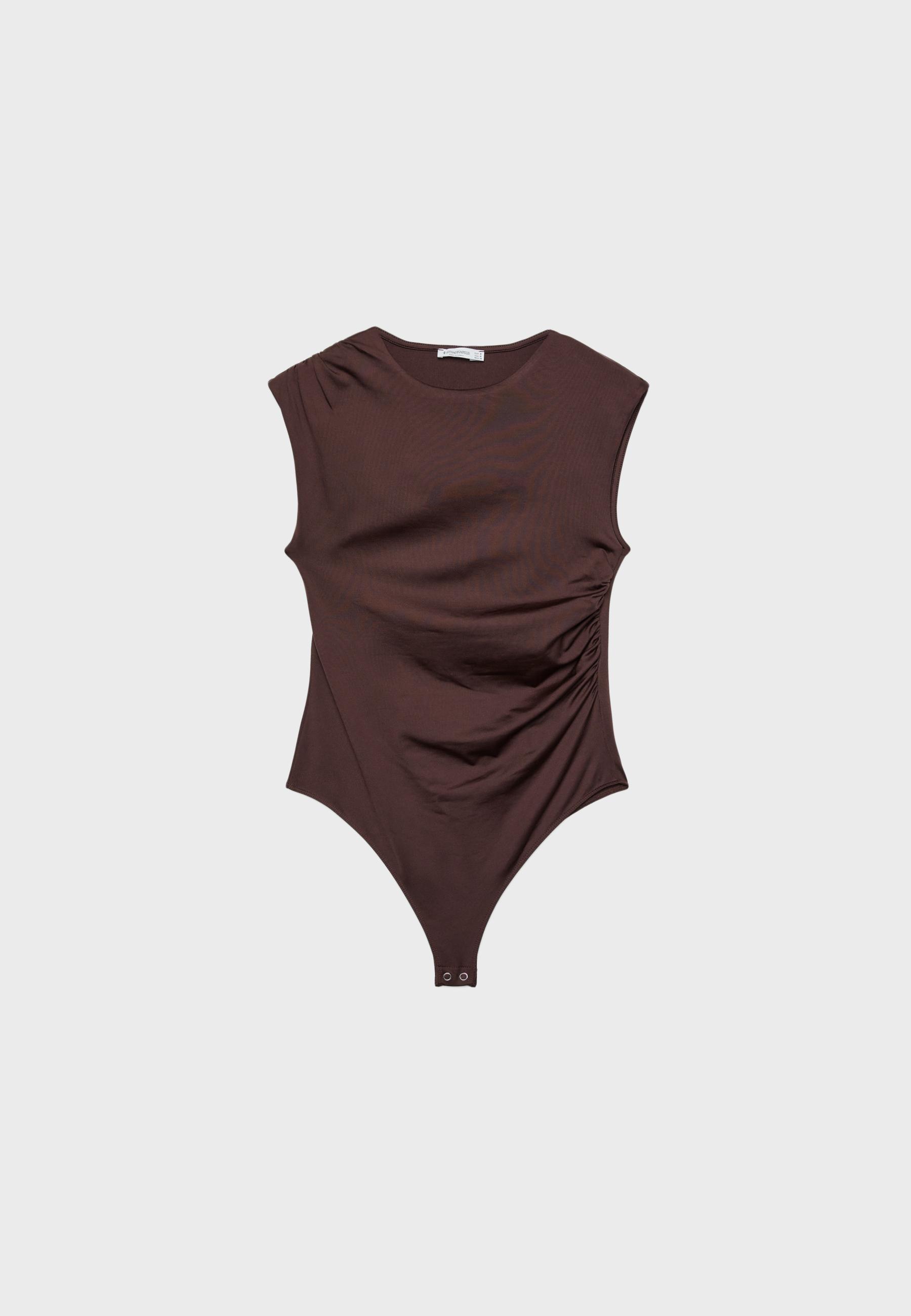 Gathered bodysuit — Brown