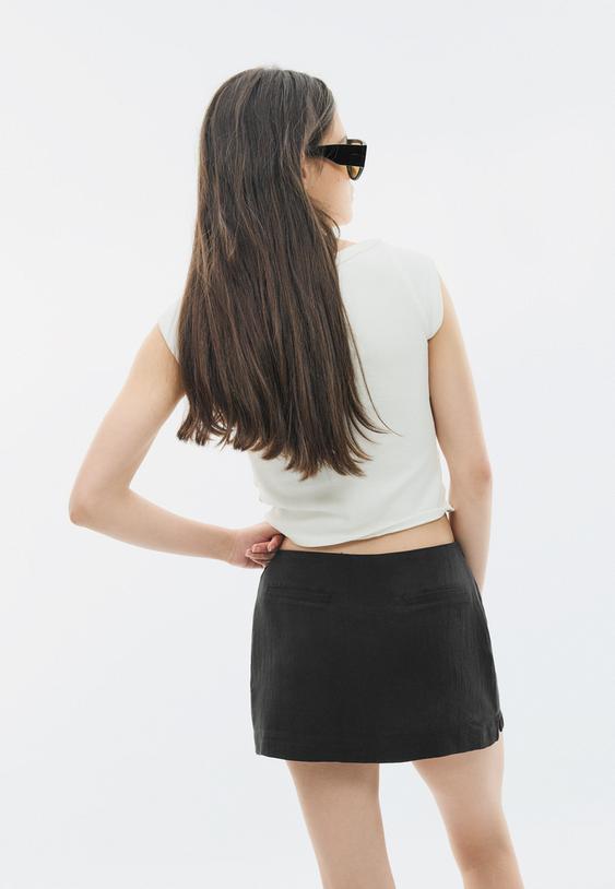 Stradivarius Jupe-Culotte Mini Noir M