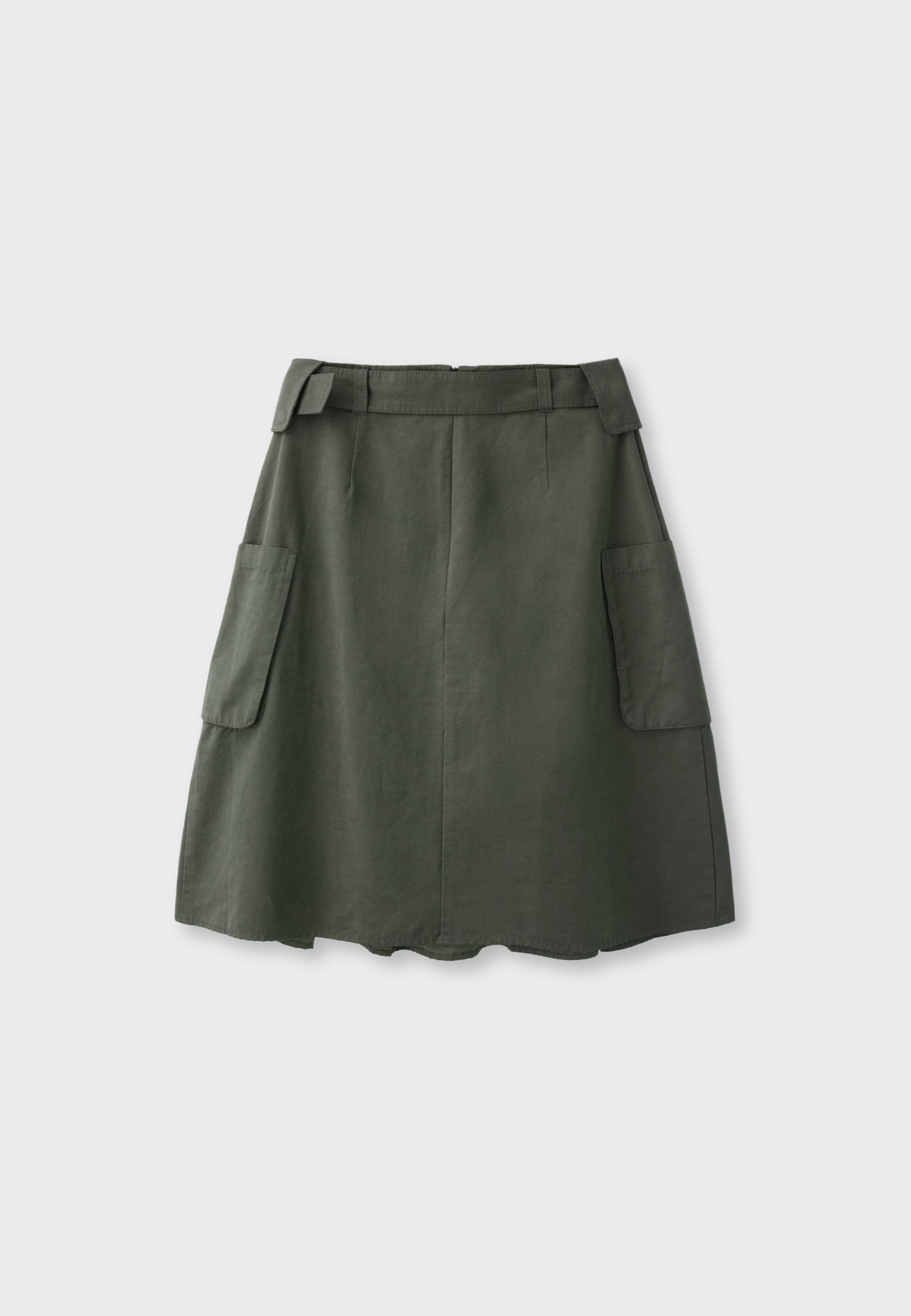 Utility pocket midi skirt — Khaki