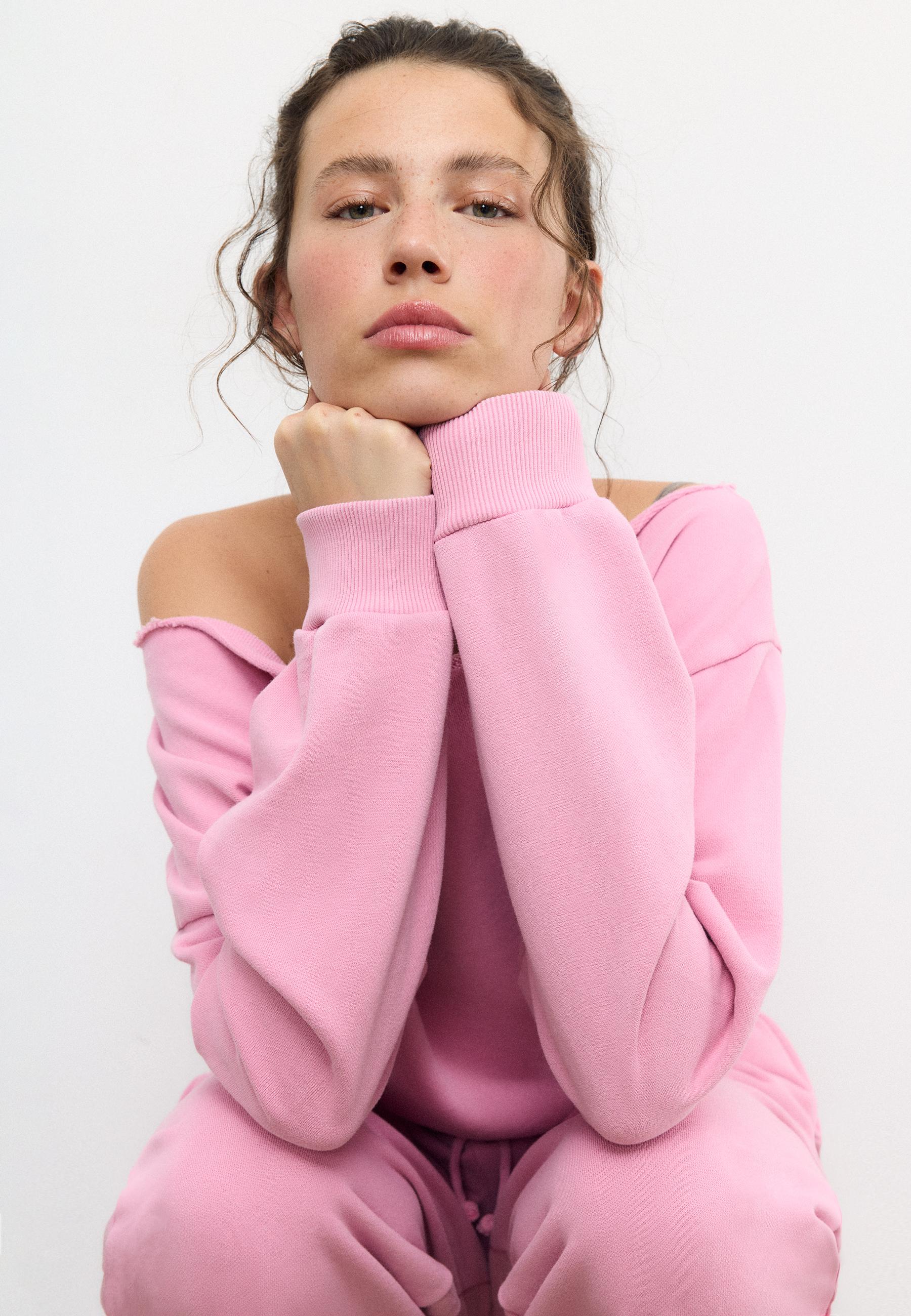 Washed effect cropped sweatshirt — Bubblegum pink