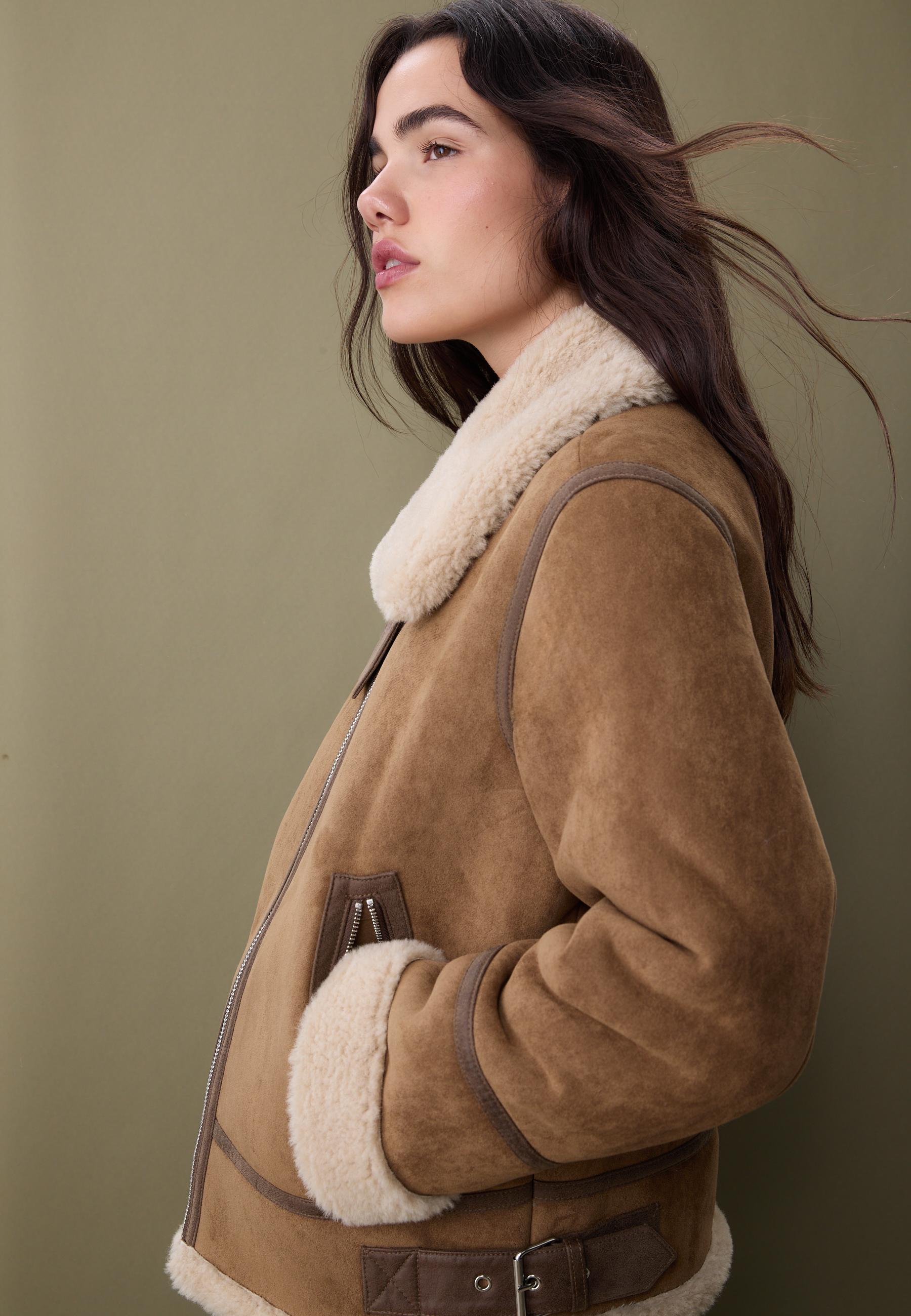 Regular-fit faux shearling lined jacket - Women's fashion