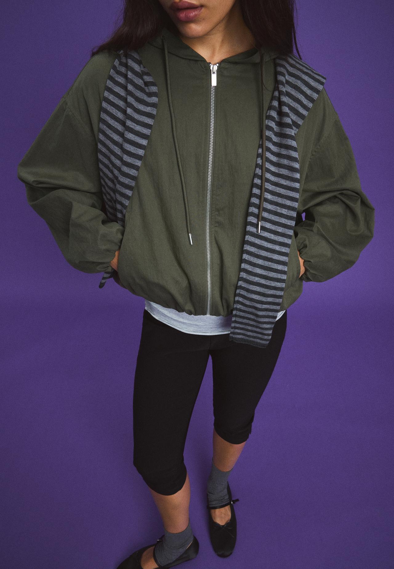 Basic nylon hood jacket — Khaki