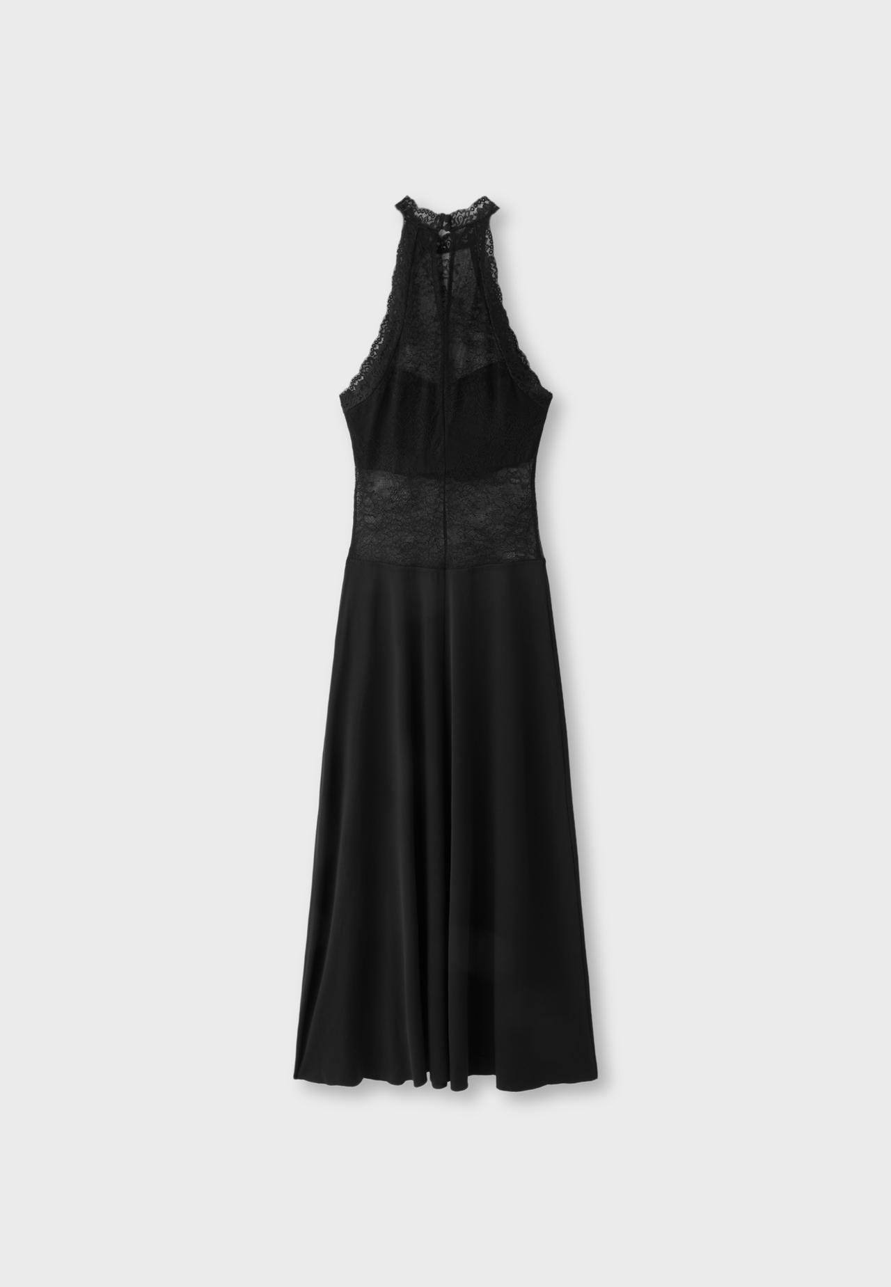 Lace halter midi dress — Black