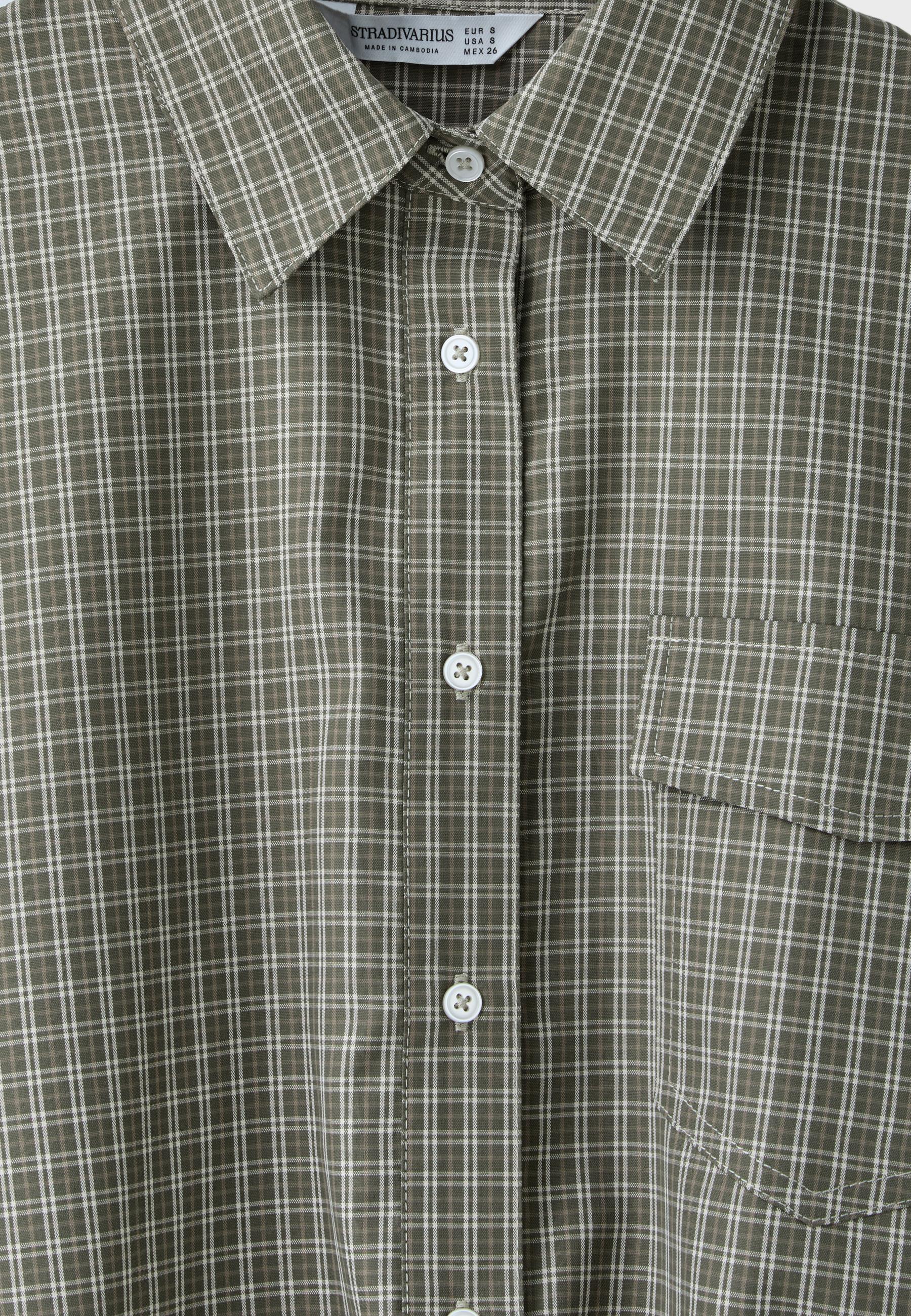 Checked balloon shirt — Khaki