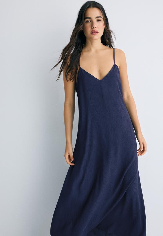 textured strappy midi dress