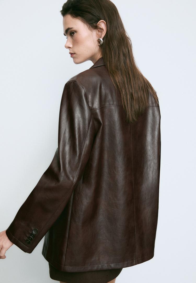 faux leather blazer