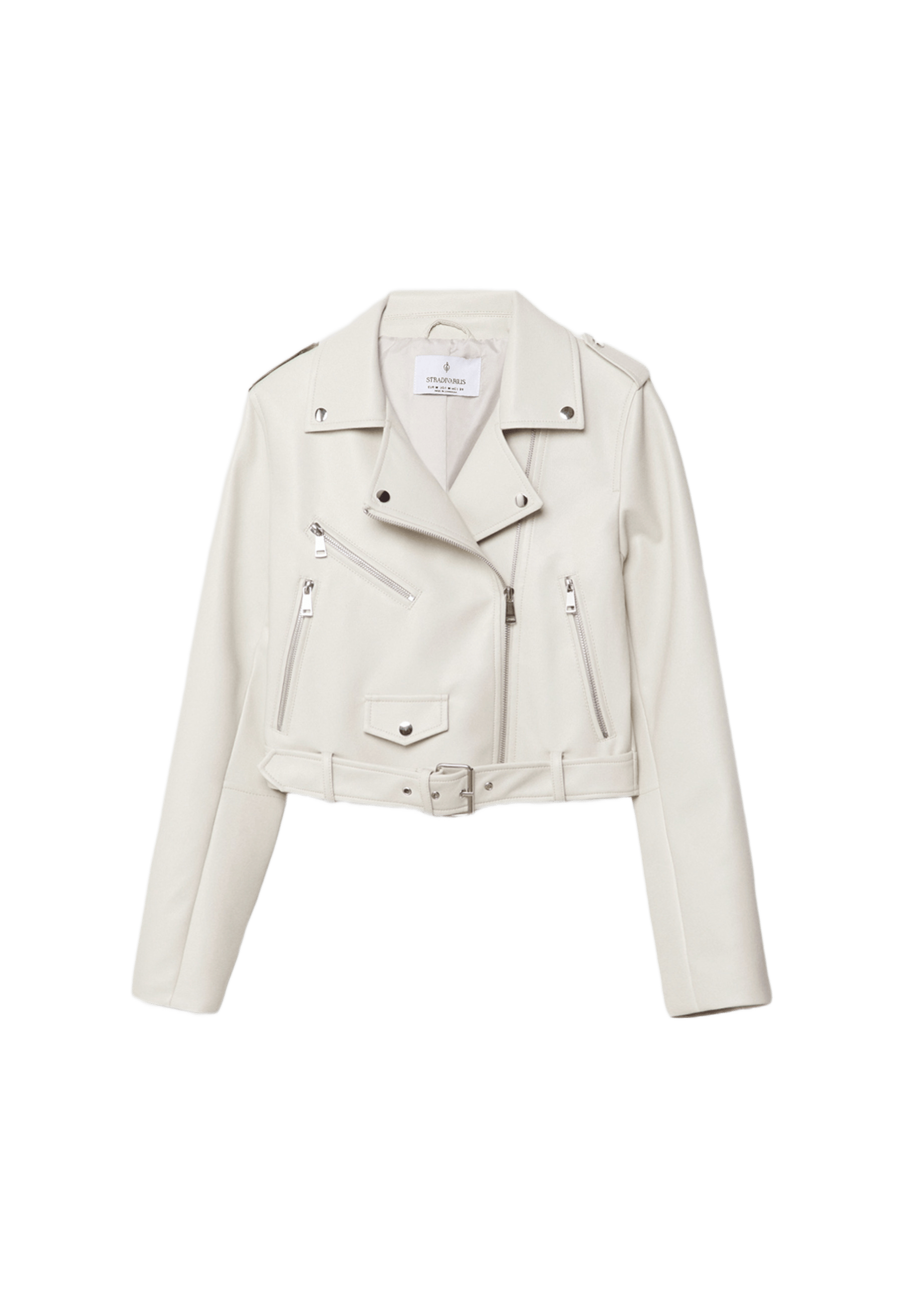 Faux leather biker jacket with belt — Ice