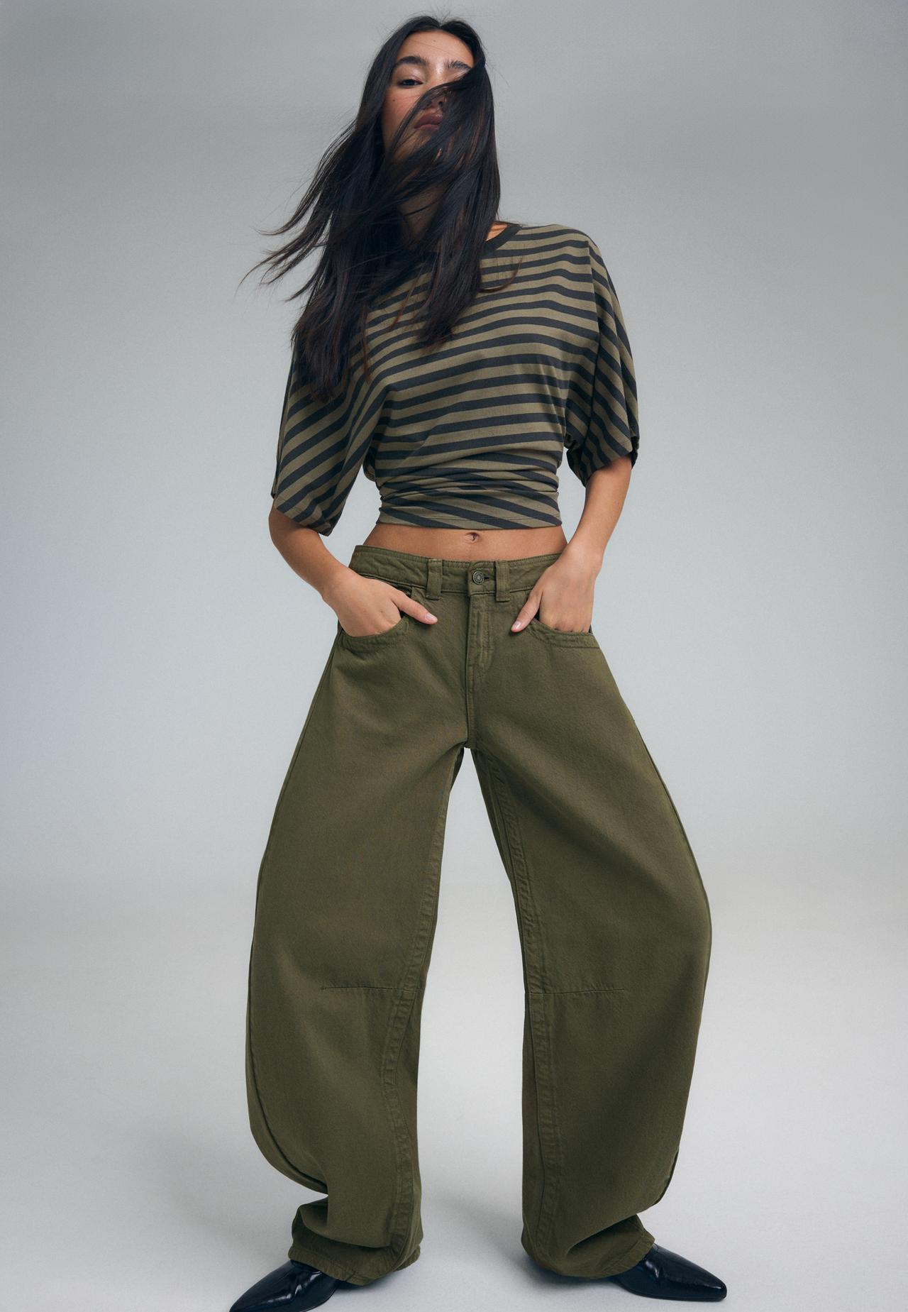 Low-rise balloon jeans — Khaki
