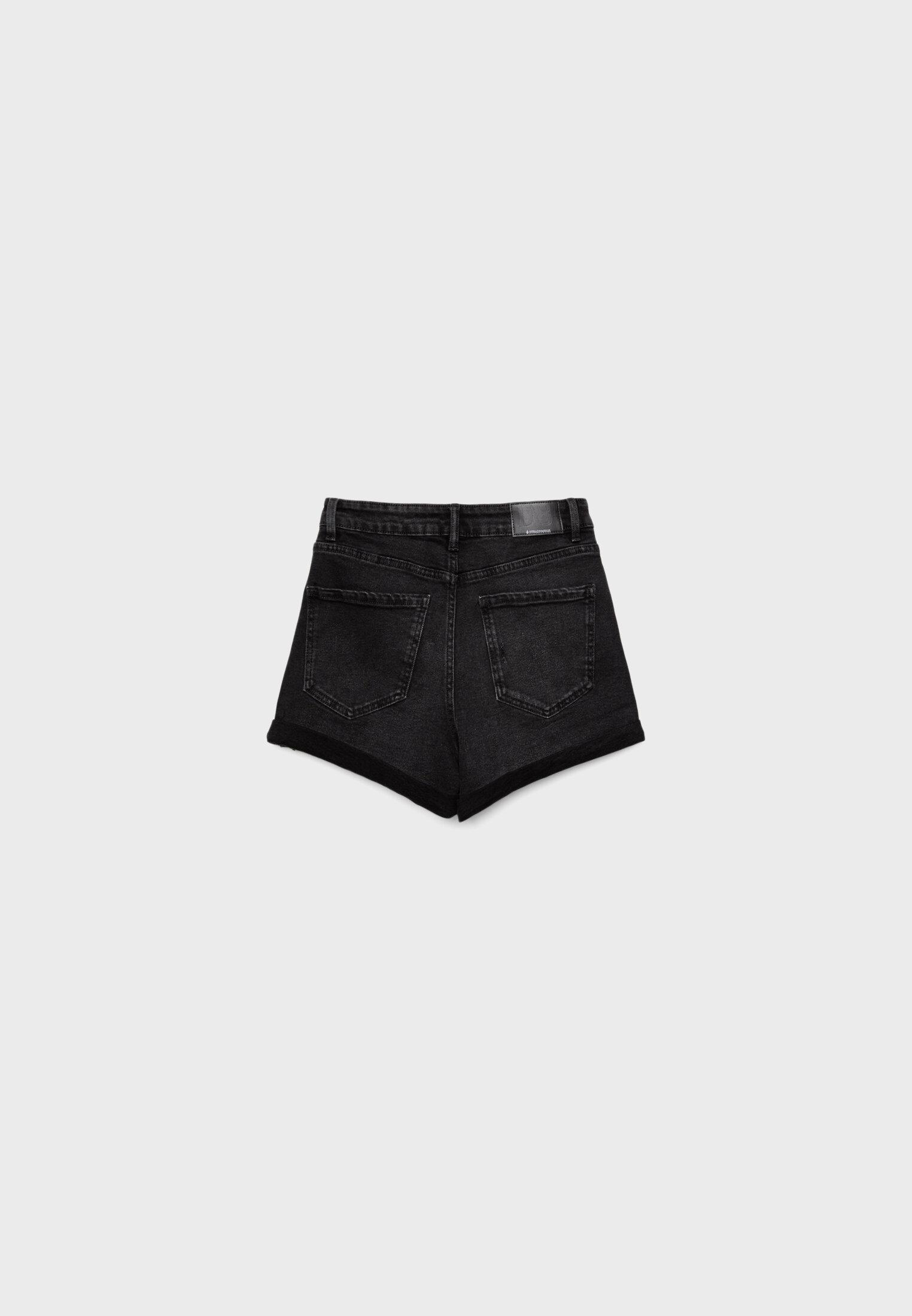 Slim fit mom shorts — BLACK DENIM WASH