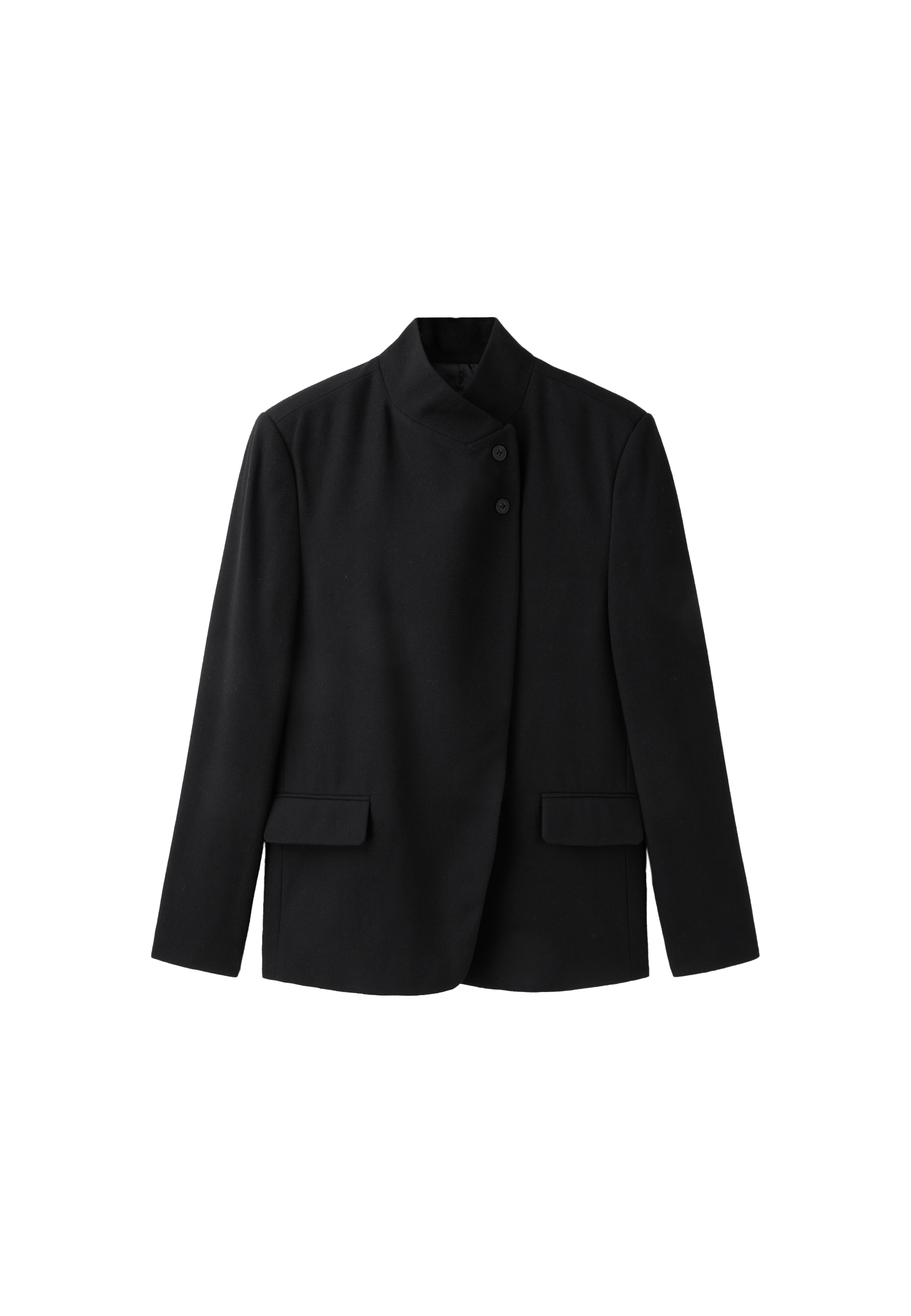 Asymmetric wool-blend blazer — Black