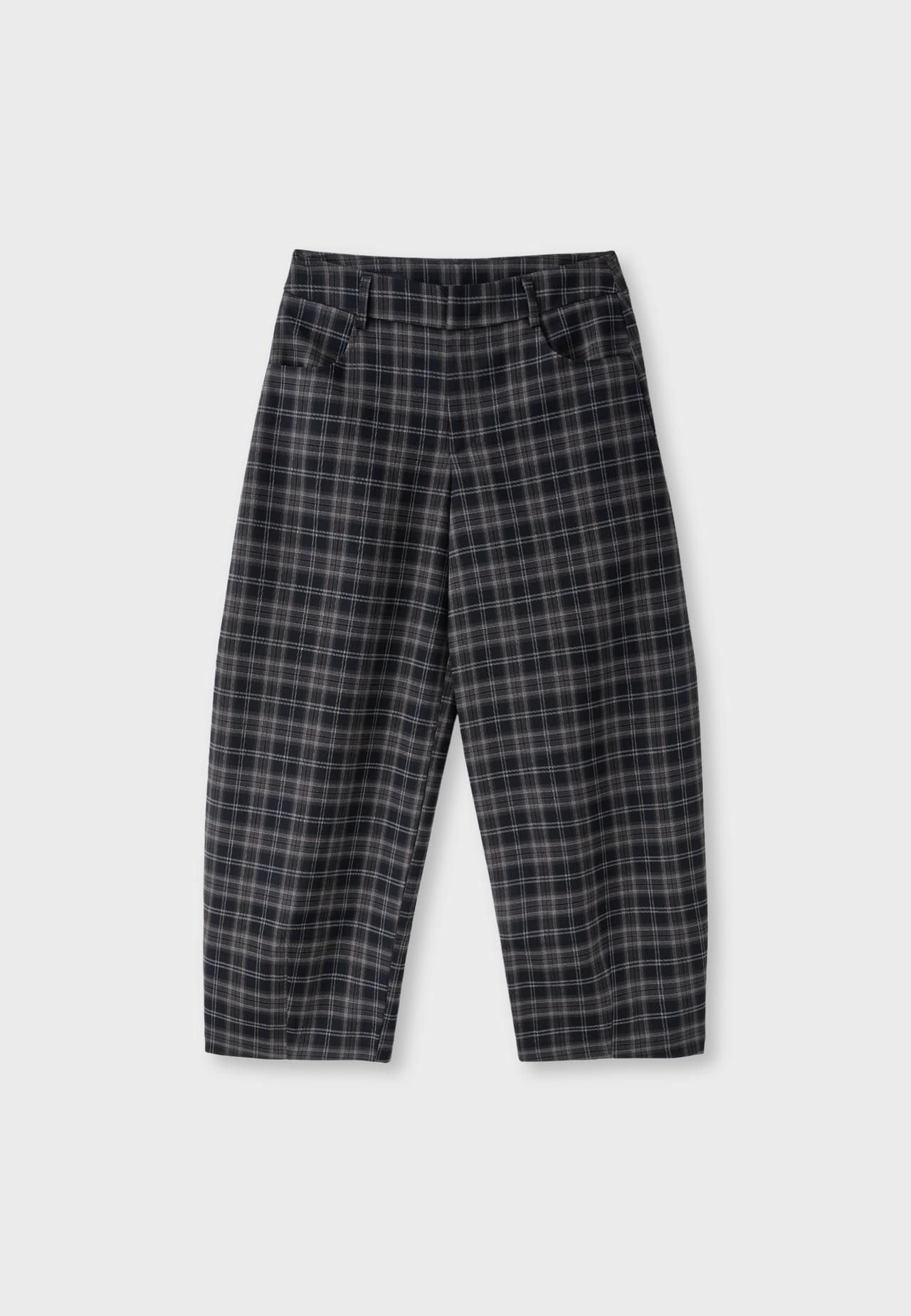 Checked smart barrel trousers — Black