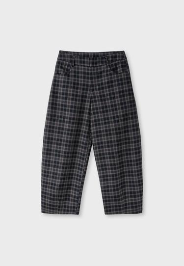 Checked smart barrel trousers — Black 7