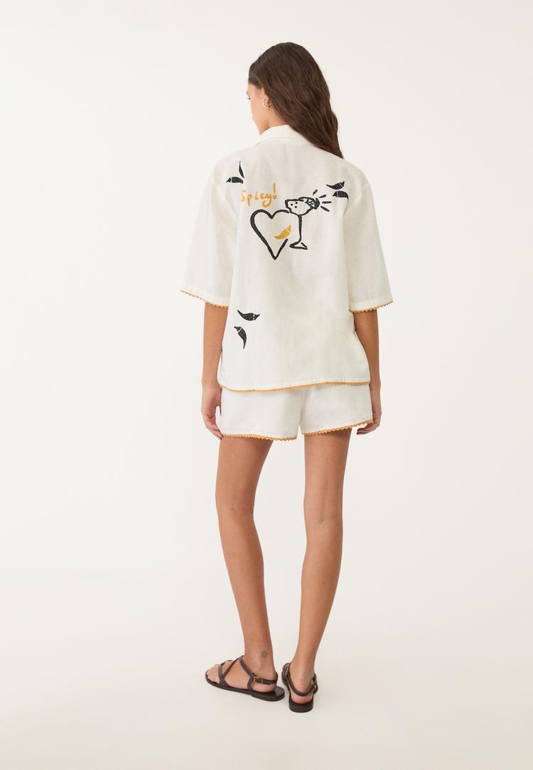 camisa bordados con lino