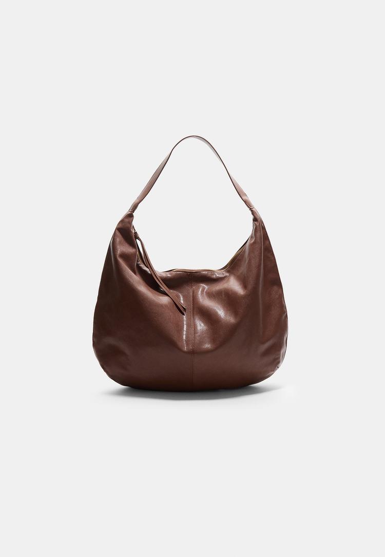 Stradivarius Kabelka Přes Ve Tvaru Půlměsíce Pale Camel Os