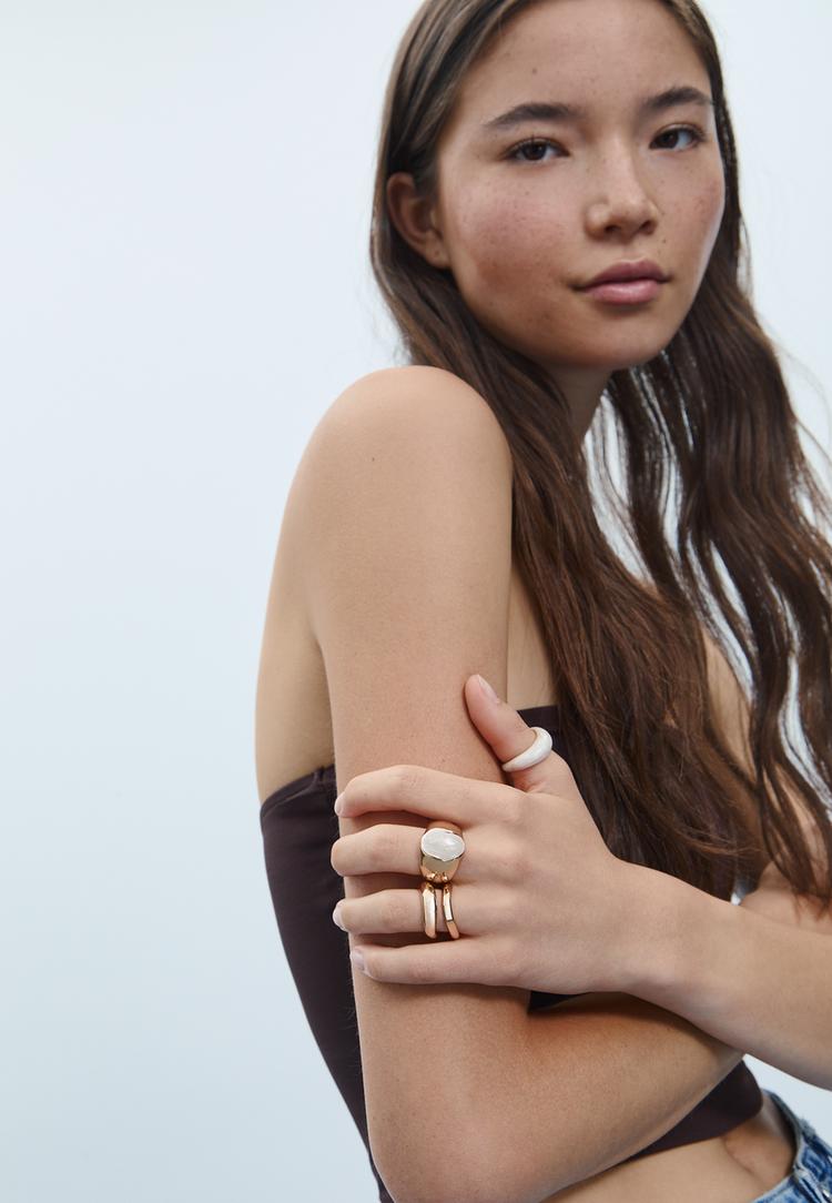 set 4 anillos esmaltados