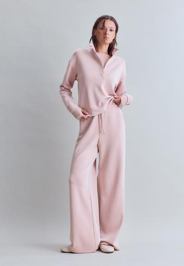 Soft-touch palazzo jogger trousers — Pastel pink 2
