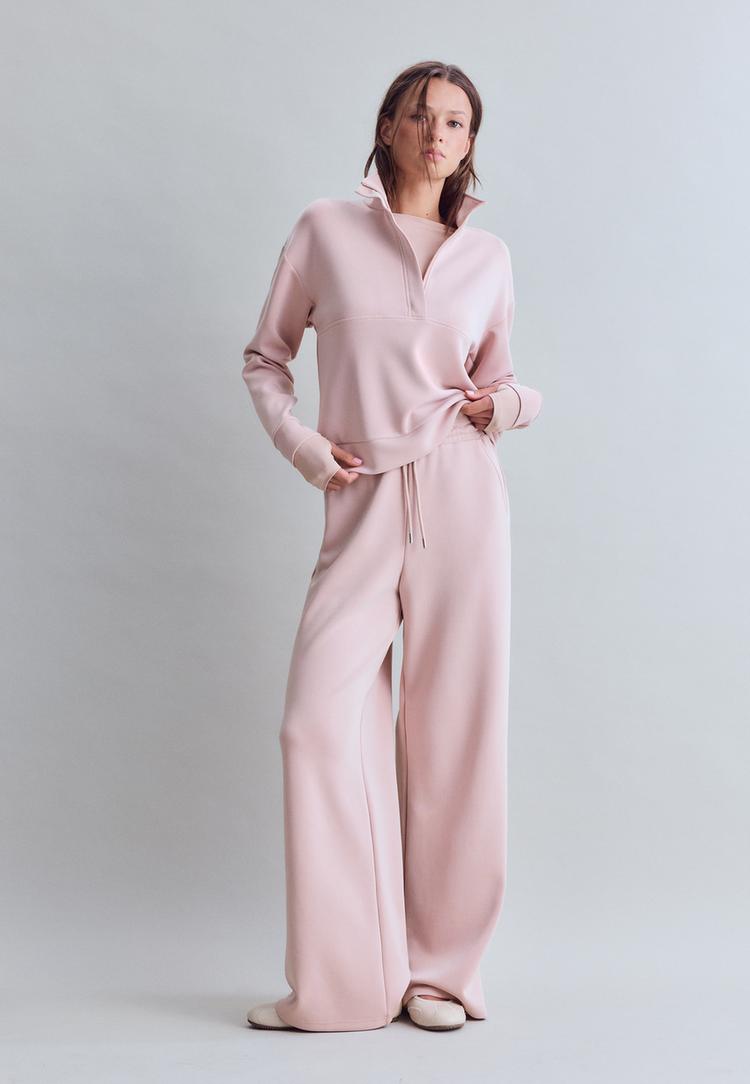 yumusak dokulu palazzo jogger pantolon