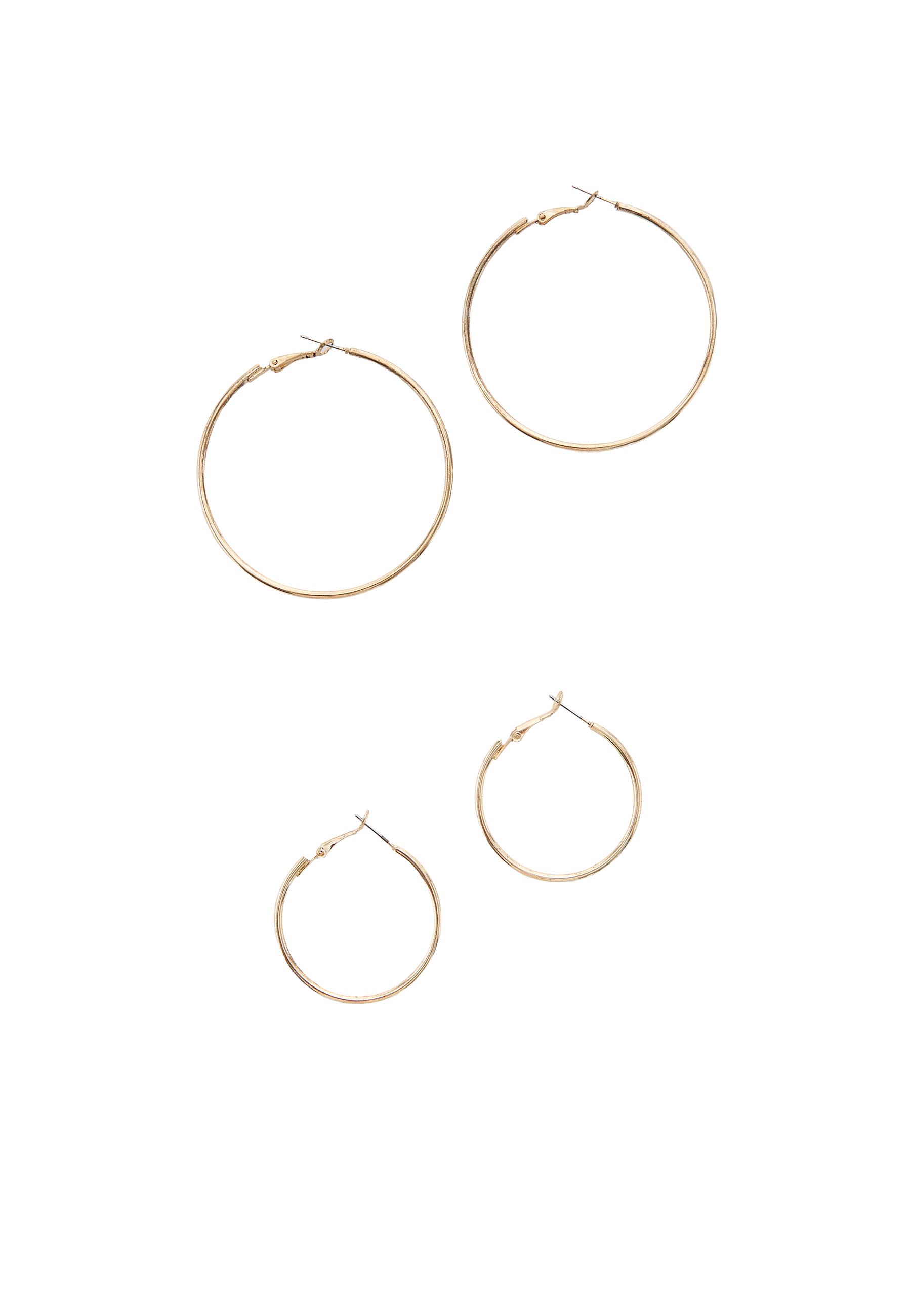 Set of 2 plain hoop earrings — Gold