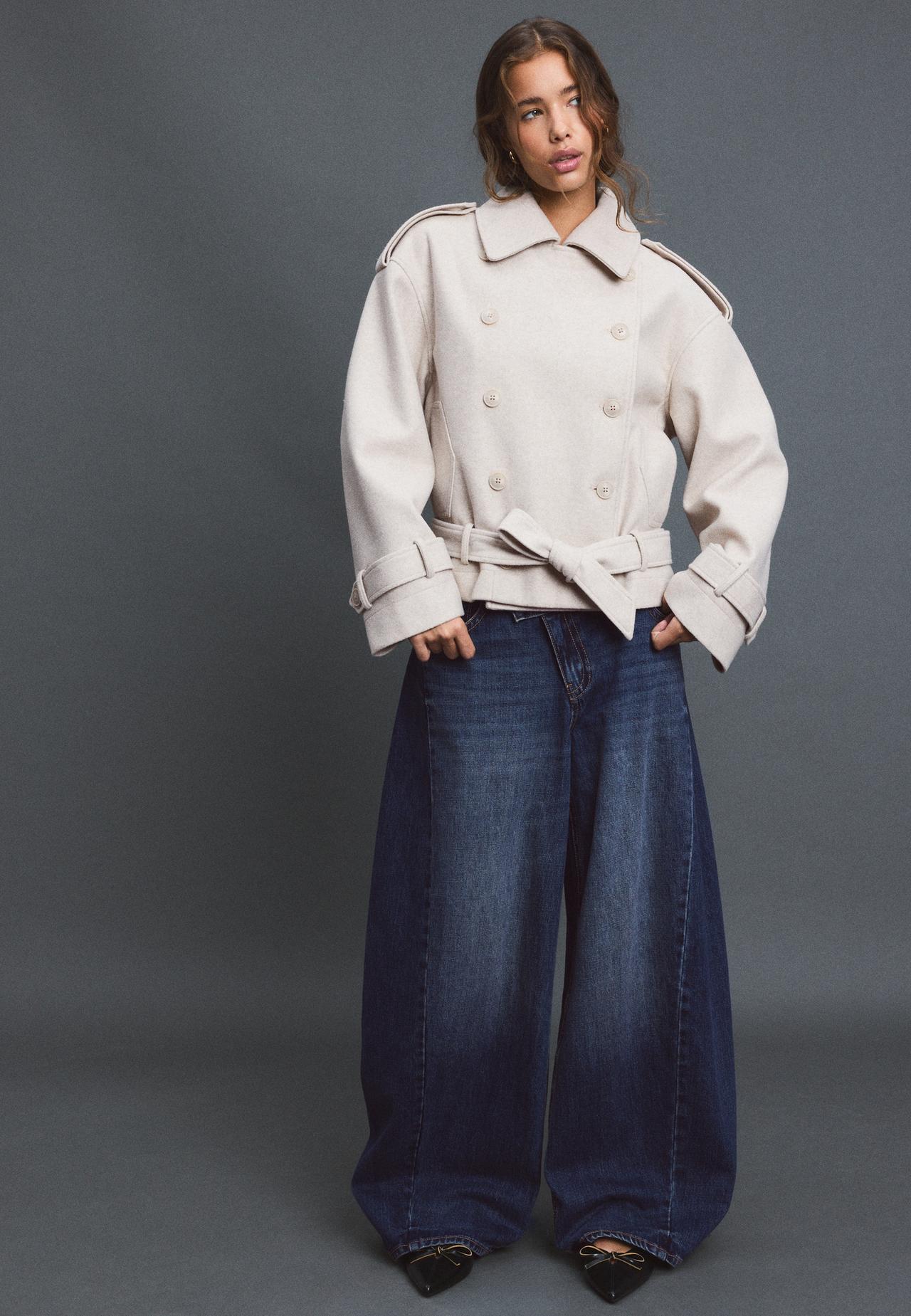 Oversize soft-touch trench coat — Ecru