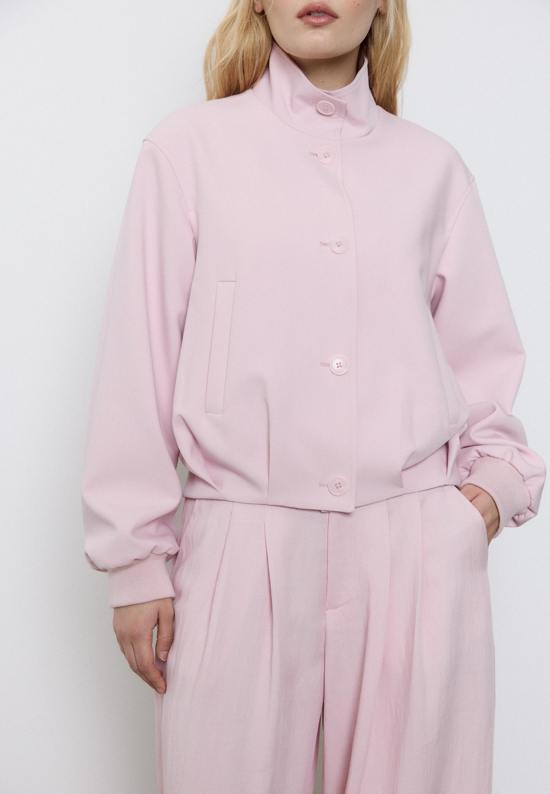 Puff high neck jacket — Salmon pink