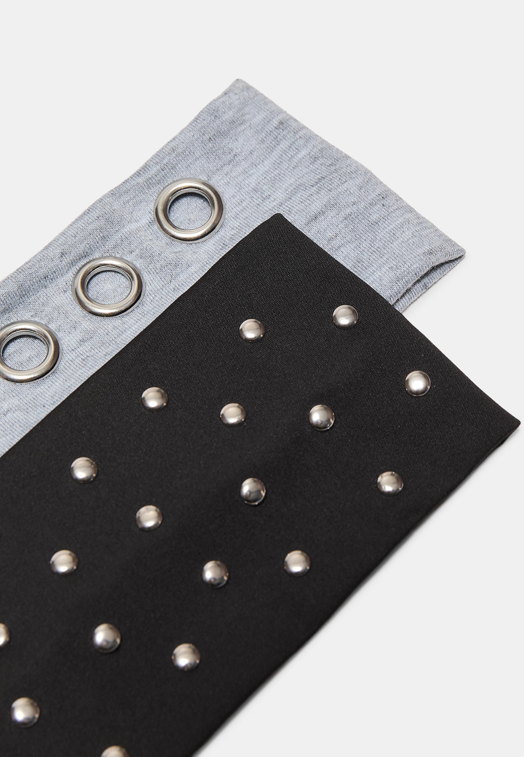 Set of 2 fur headbands with studs — Grey