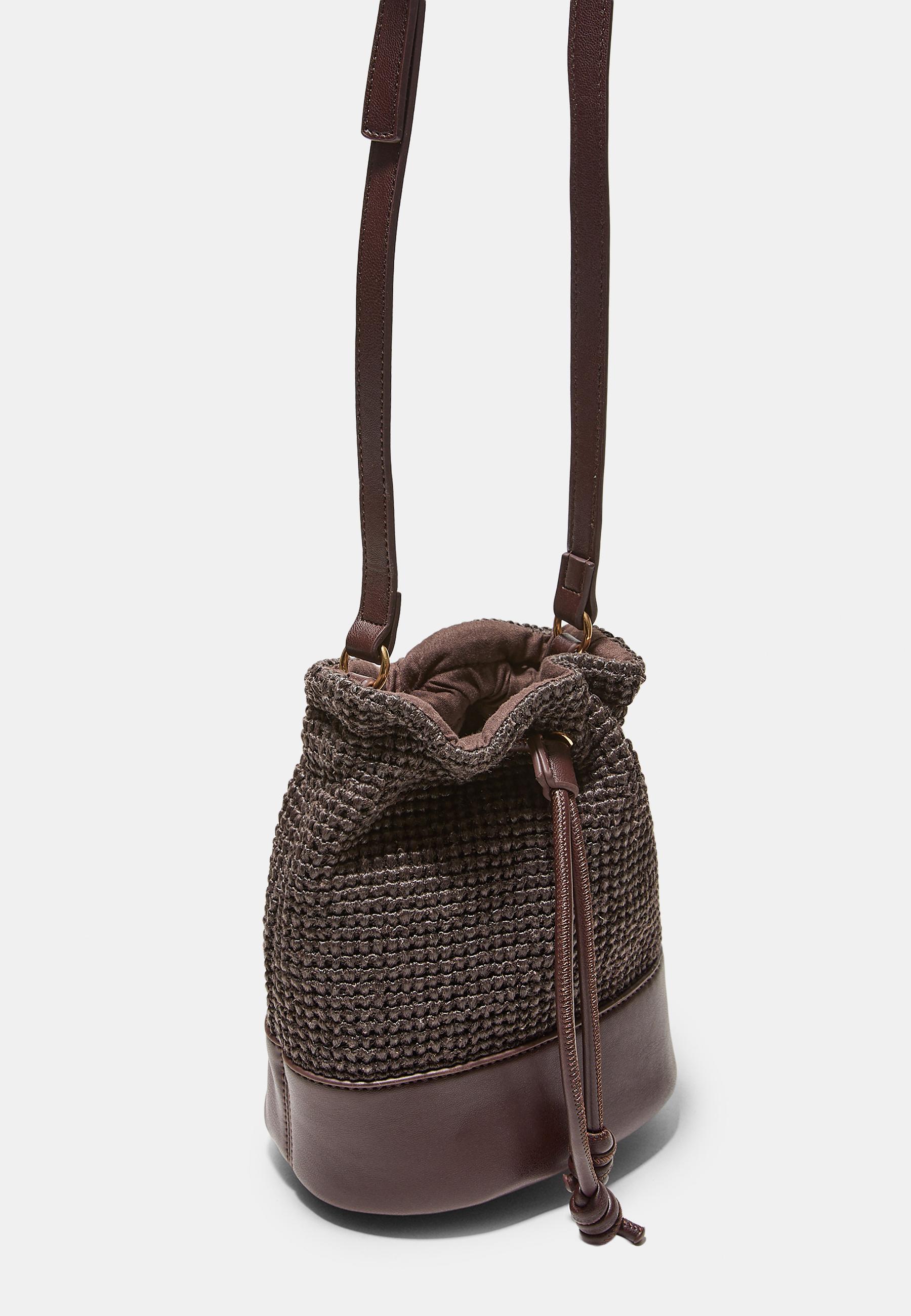 Contrast crochet crossbody bag — Brown