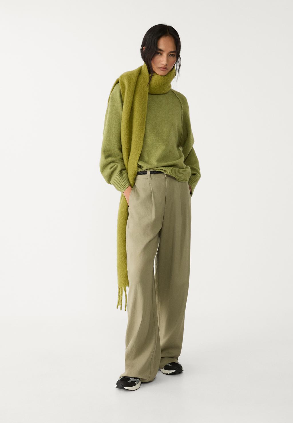 Linen blend trousers with belt