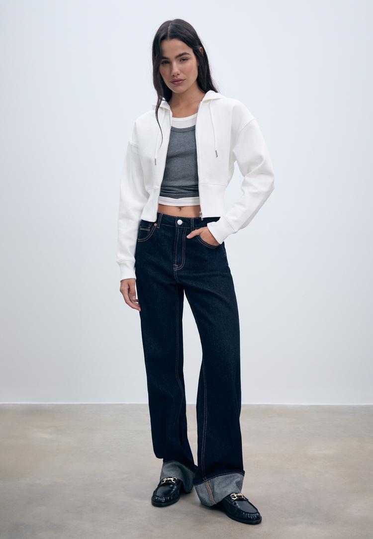 Stradivarius Sweatshirt Med Huva Och Dragkedja L