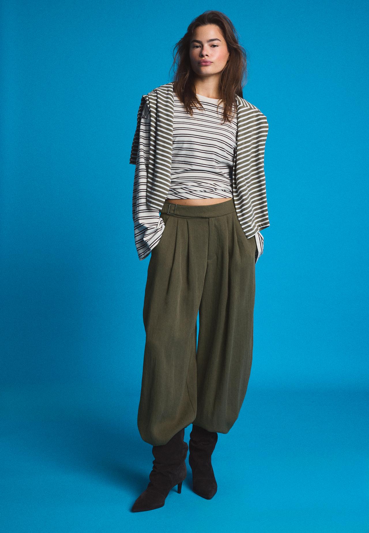 Sarouel trousers with buckle — Khaki