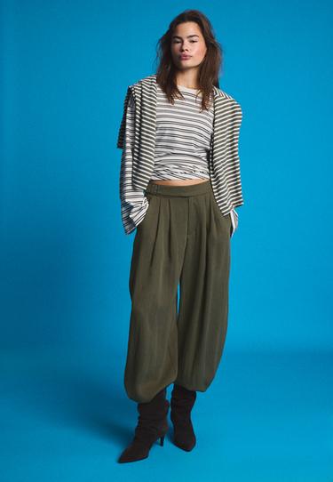 Sarouel trousers with buckle — Khaki 1