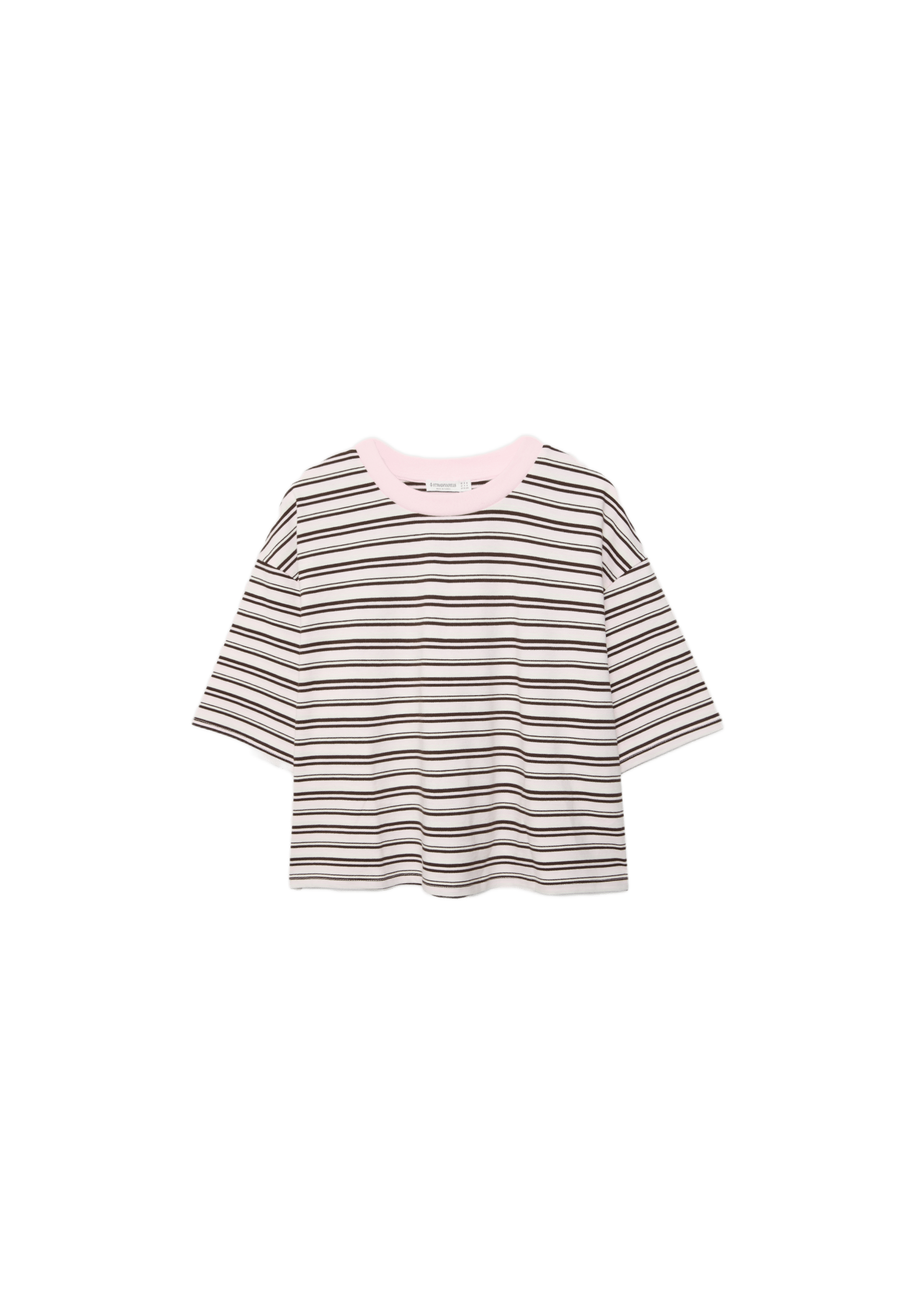 Striped short sleeve T-shirt — Salmon pink