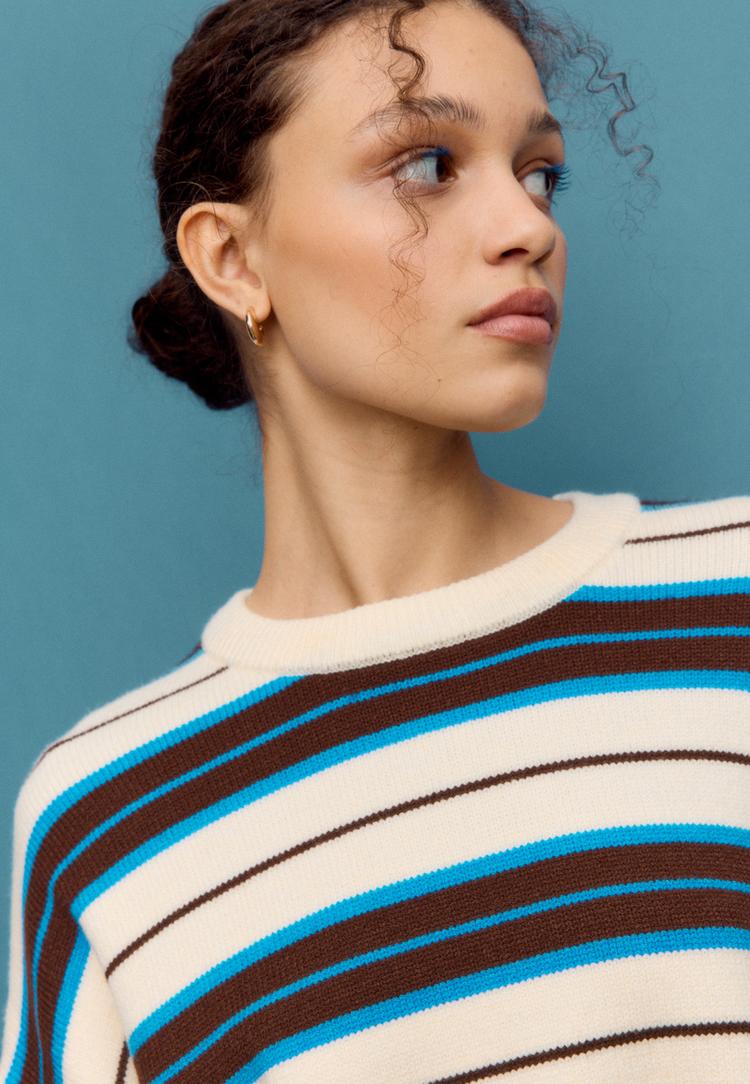 jersey punto crop rayas