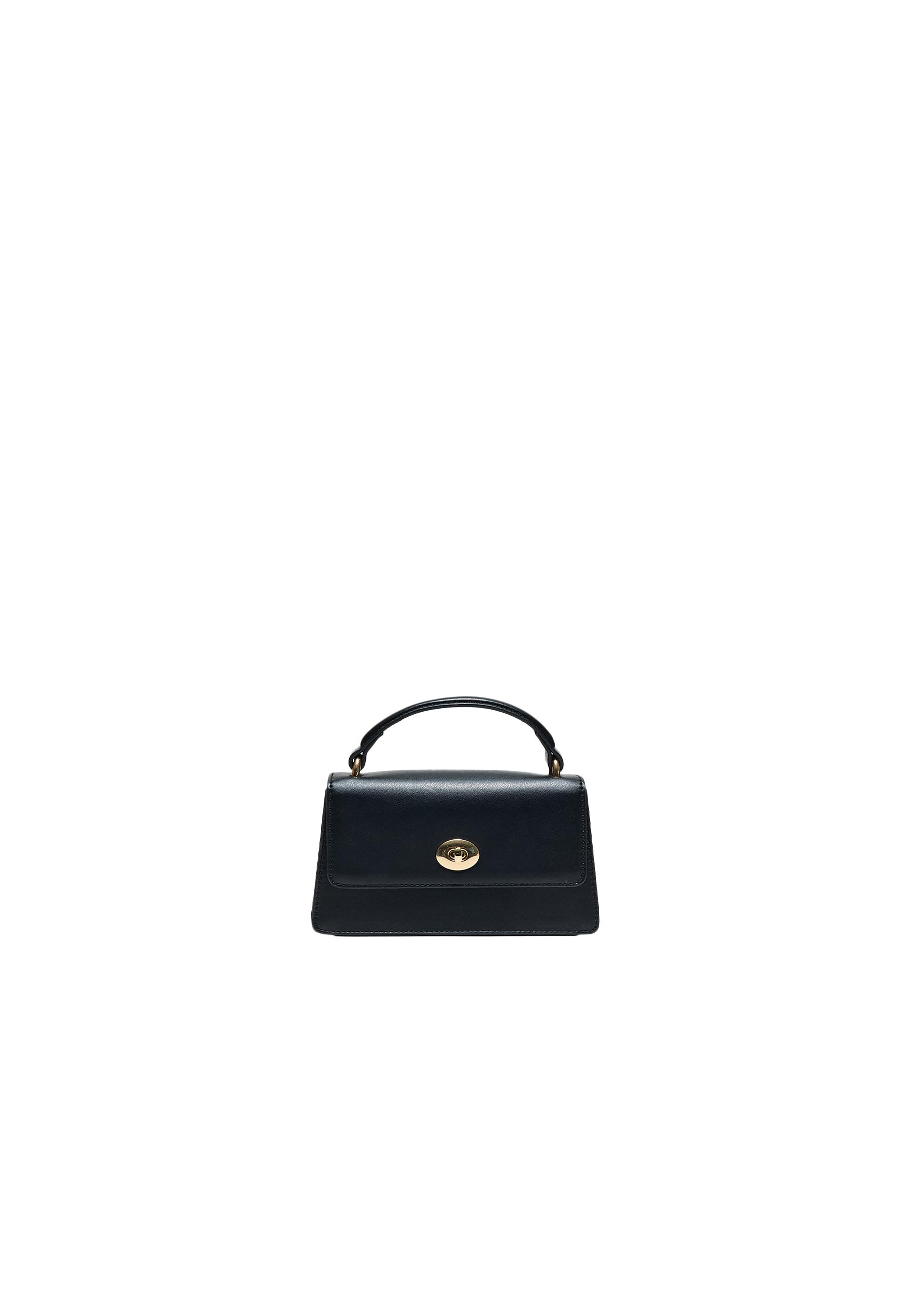Rigid crossbody bag with metal clasp — Black