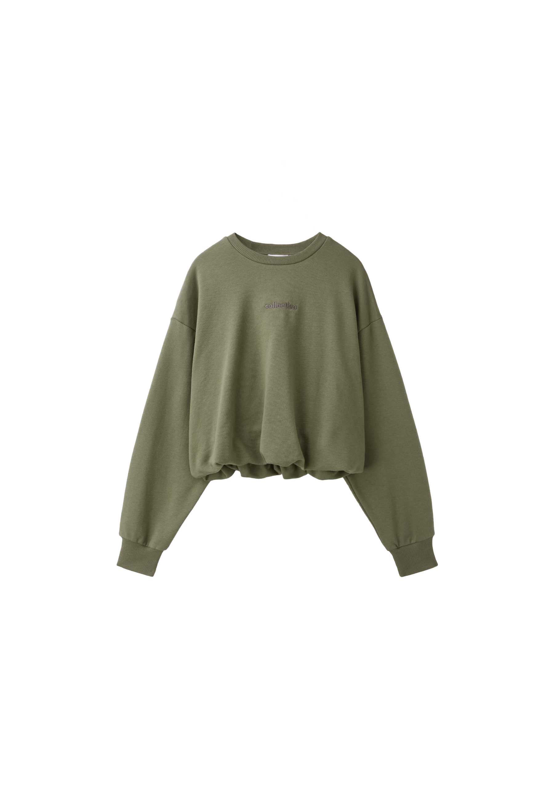 Balloon-hem cropped sweatshirt — Khaki