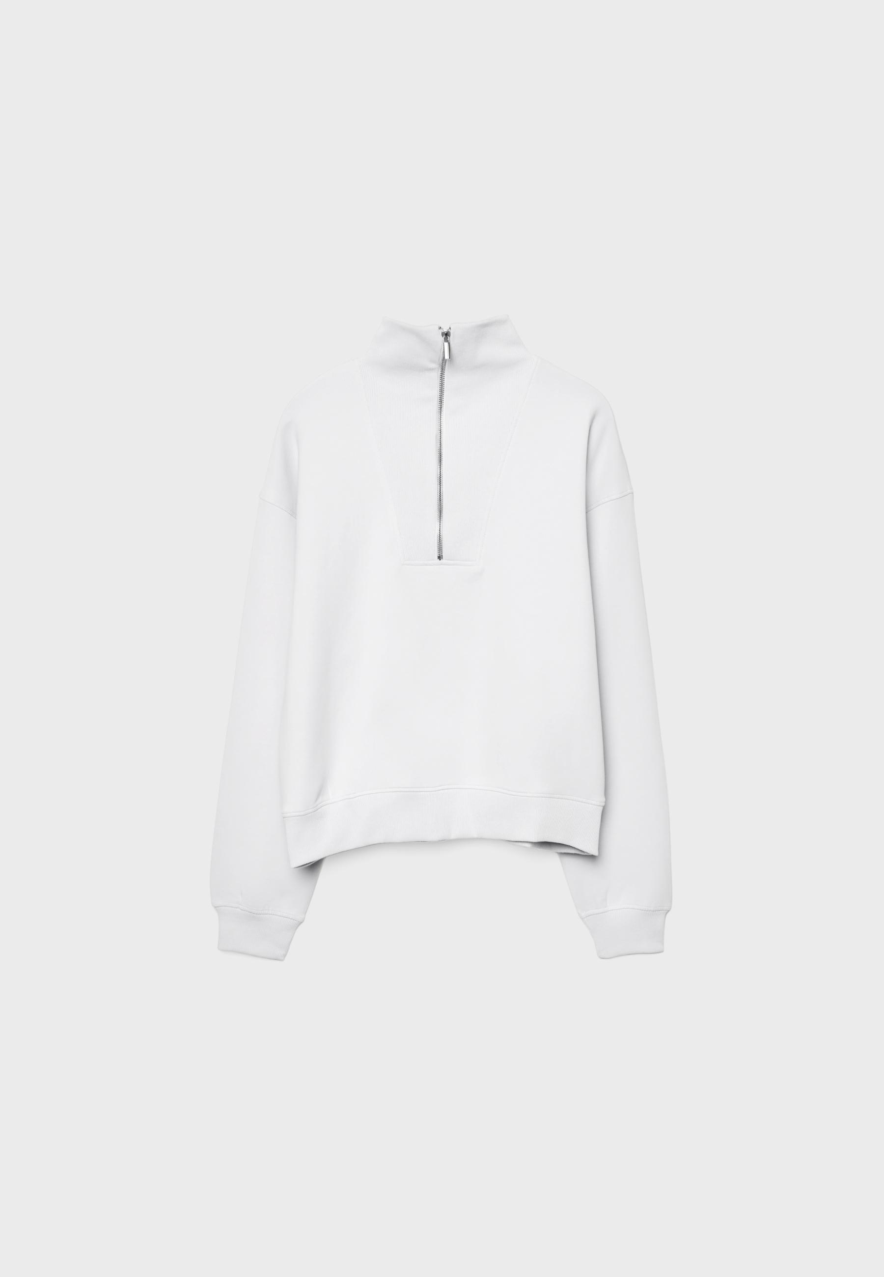 High neck zip up sweatshirt