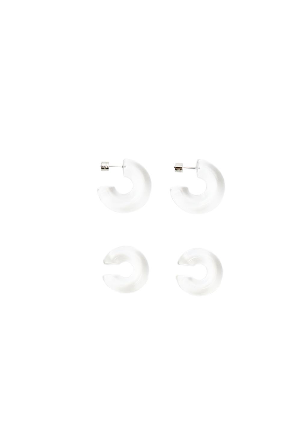 Lot de 3 boucles d’oreilles avec ear cuff transparent