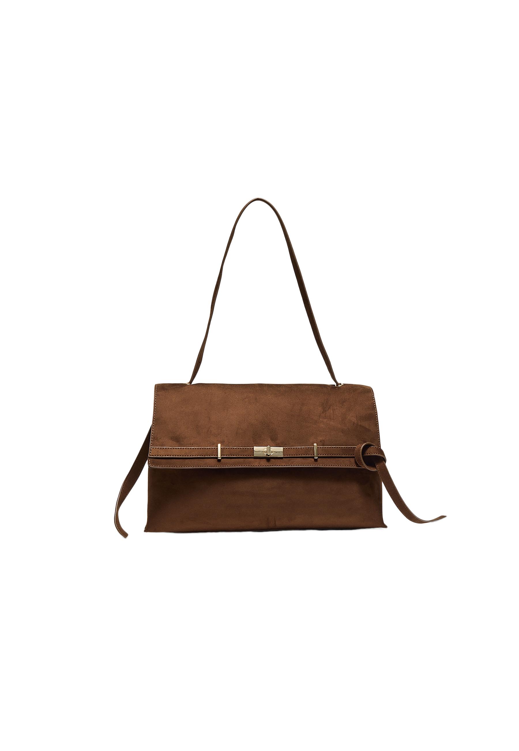 Maxi shoulder bag with belt detail — Brown
