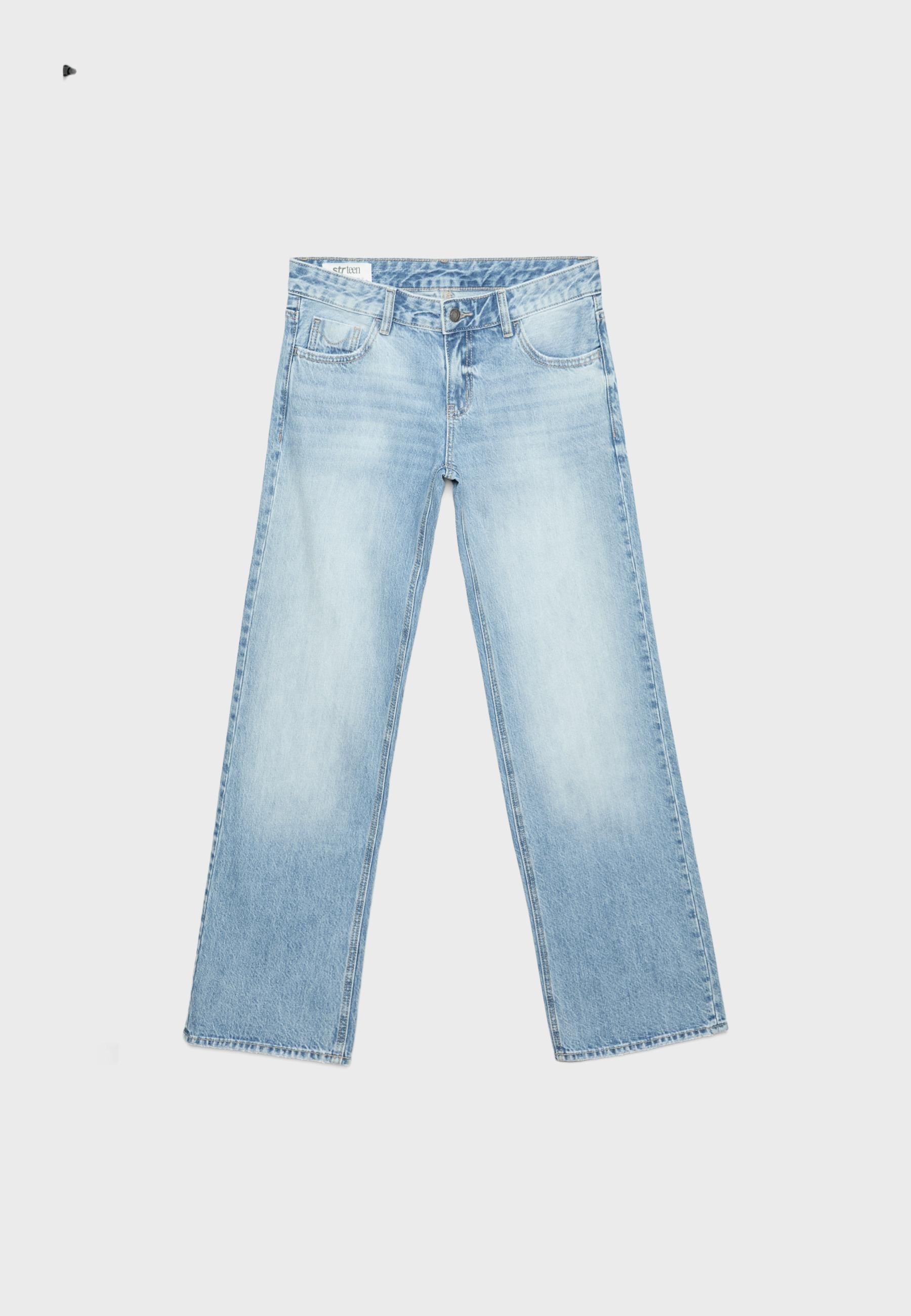 Low-rise straight-leg jeans — MEDIUM LIGHT BLUE DENIM