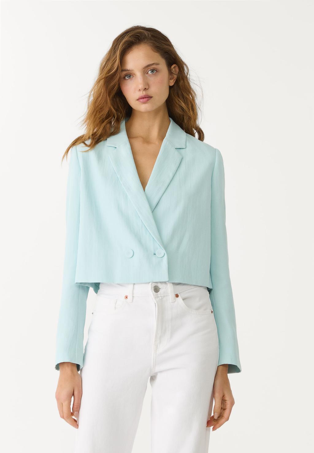 Cropped blazer with back ties